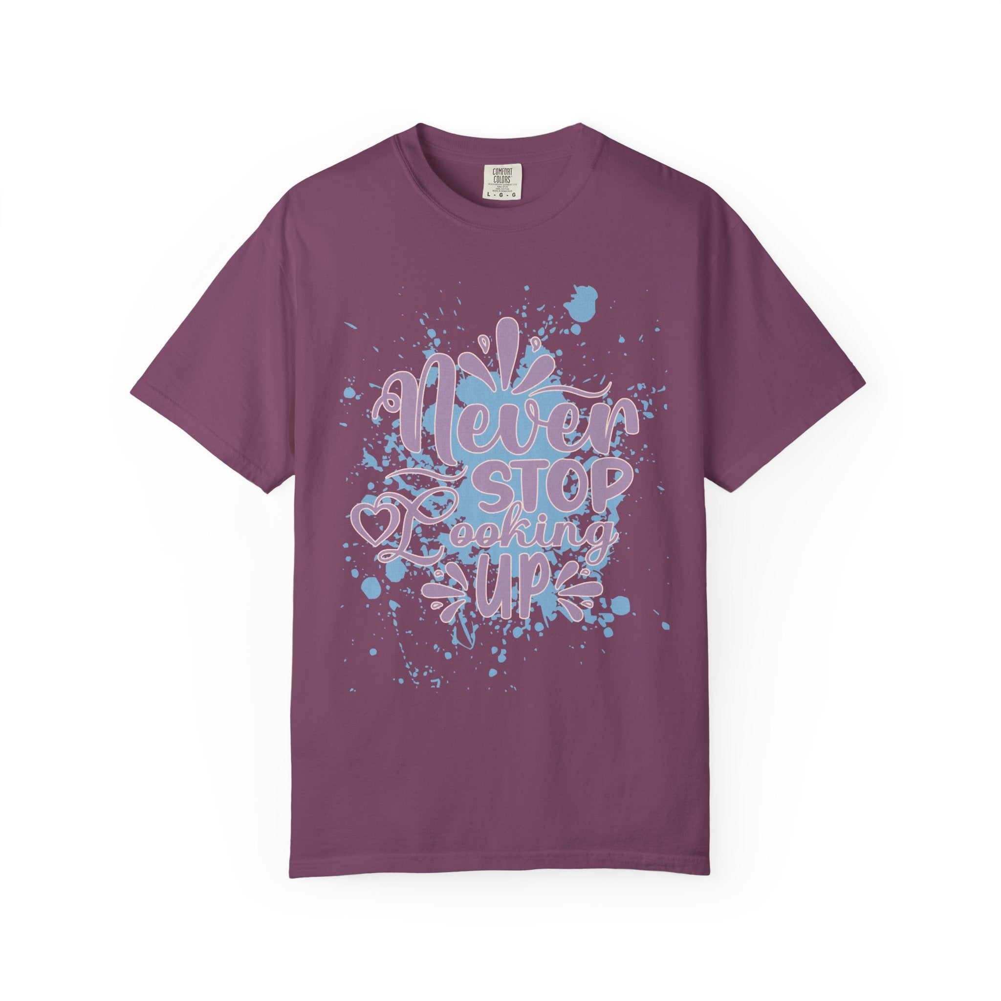 Retro Never Stop Looking Up Tee Textured Inspirational Graphic T-Shirt