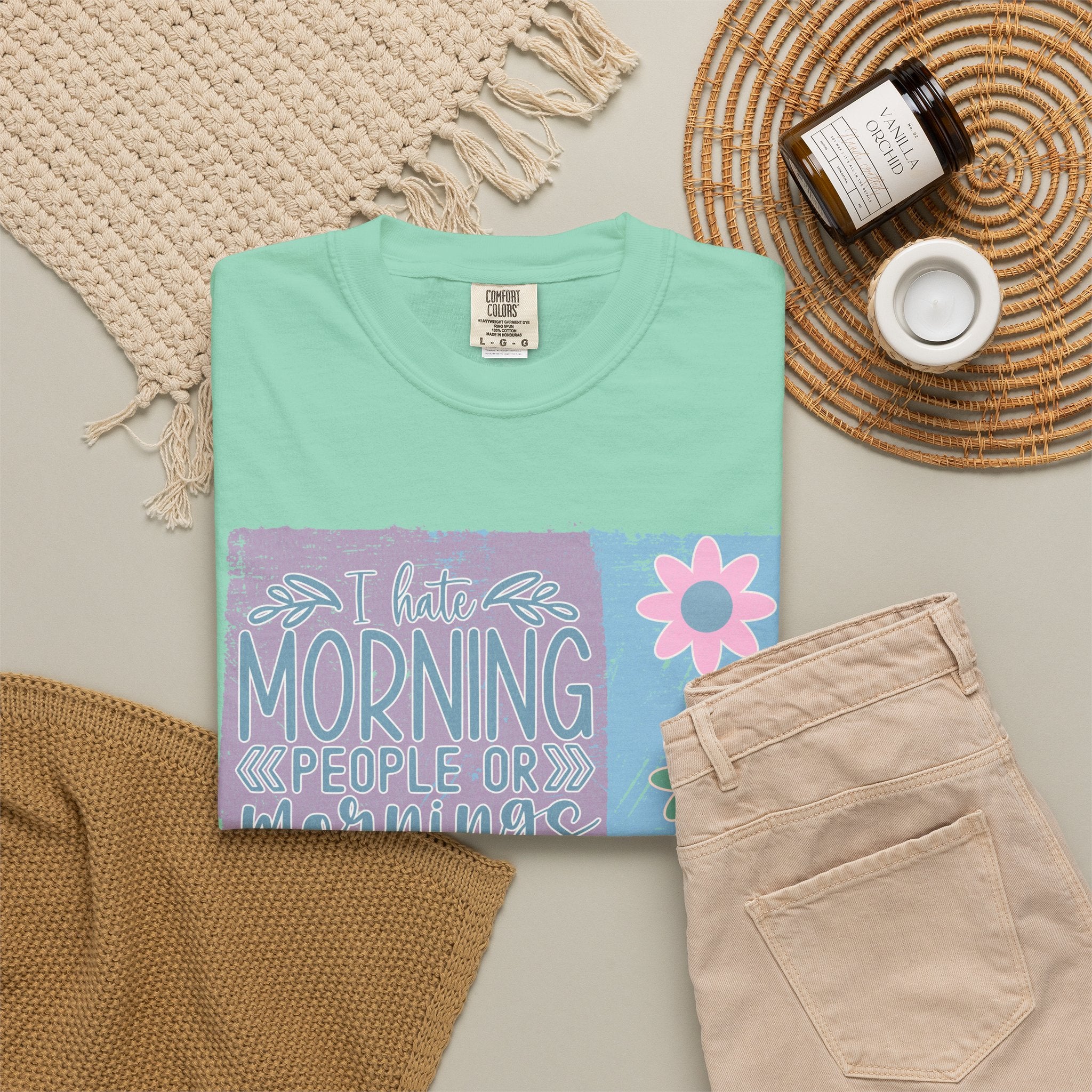 Textured Morning People or Not T-Shirt — Funny Floral Morning Person Graphic Tee