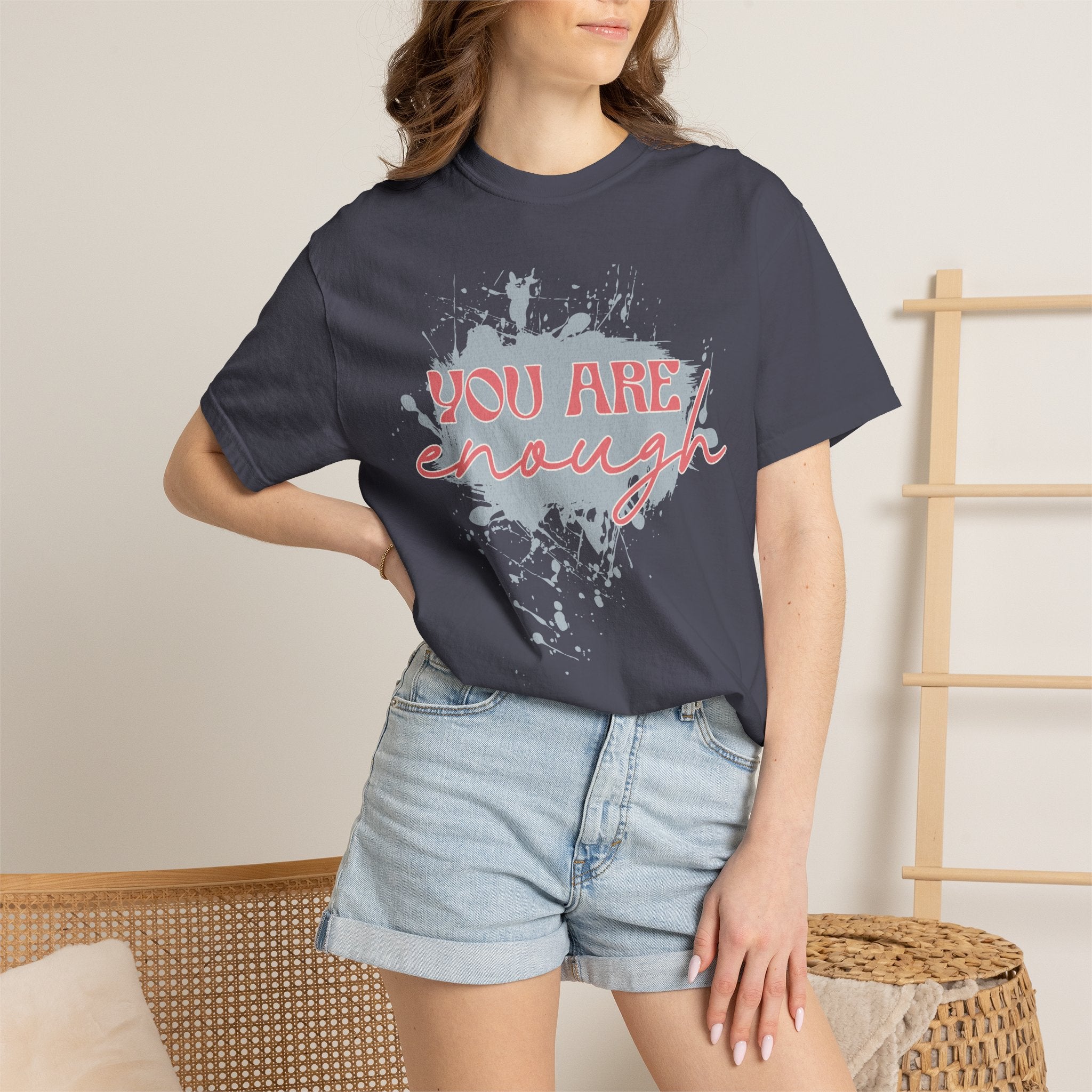 You Are Enough Textured Tee — Inspirational Positive Message Graphic T-Shirt
