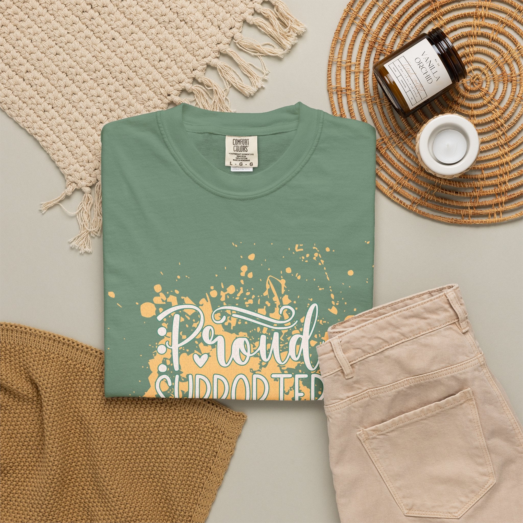 Textured Support My Messy Hair T-Shirt — Funny Mom/Parent Casual Tee