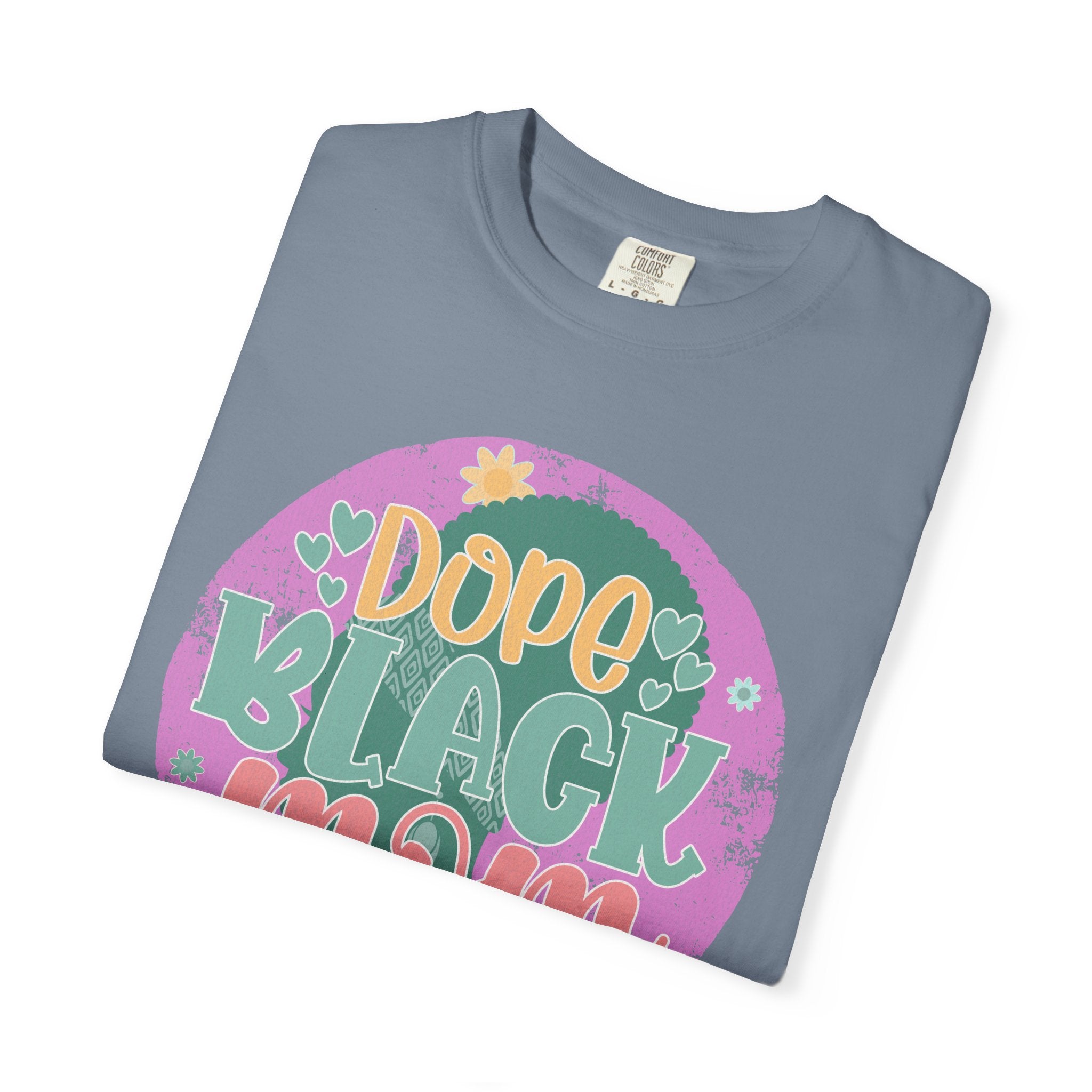 Dope Black Mom Textured T-Shirt — Retro Floral Pride Tee for Black Moms