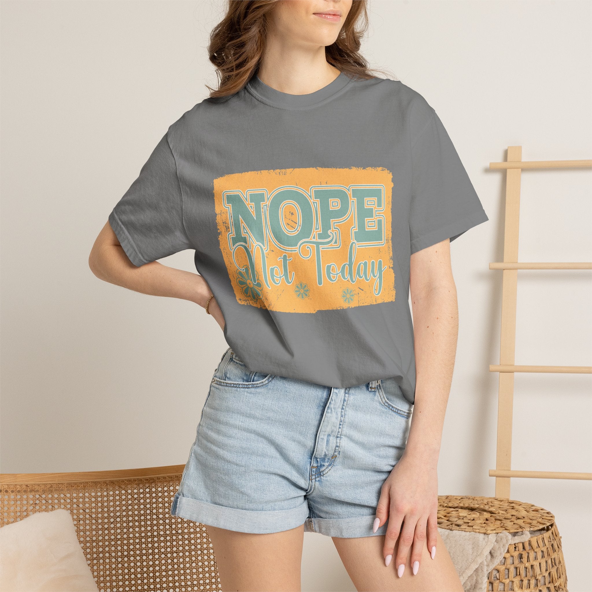 NOPE Not Today T-shirt | Textured Retro Beach Script Graphic