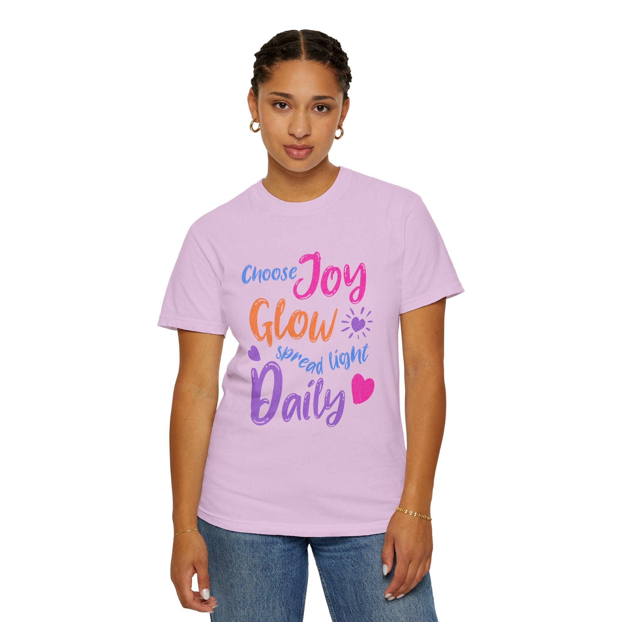 Textured Choose Joy Glow Spread Light Daily T-Shirt — Inspirational Positive Message Tee