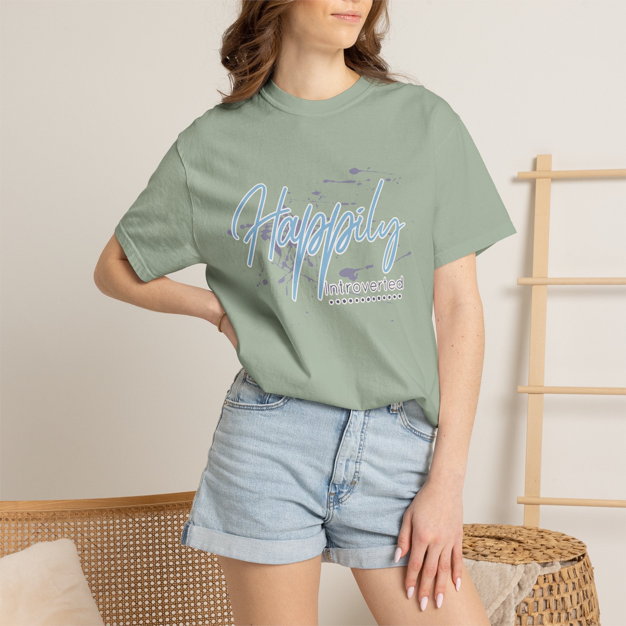Introverted Aesthetic Textured T-Shirt — 'Anti-Social' Minimal Script Graphic