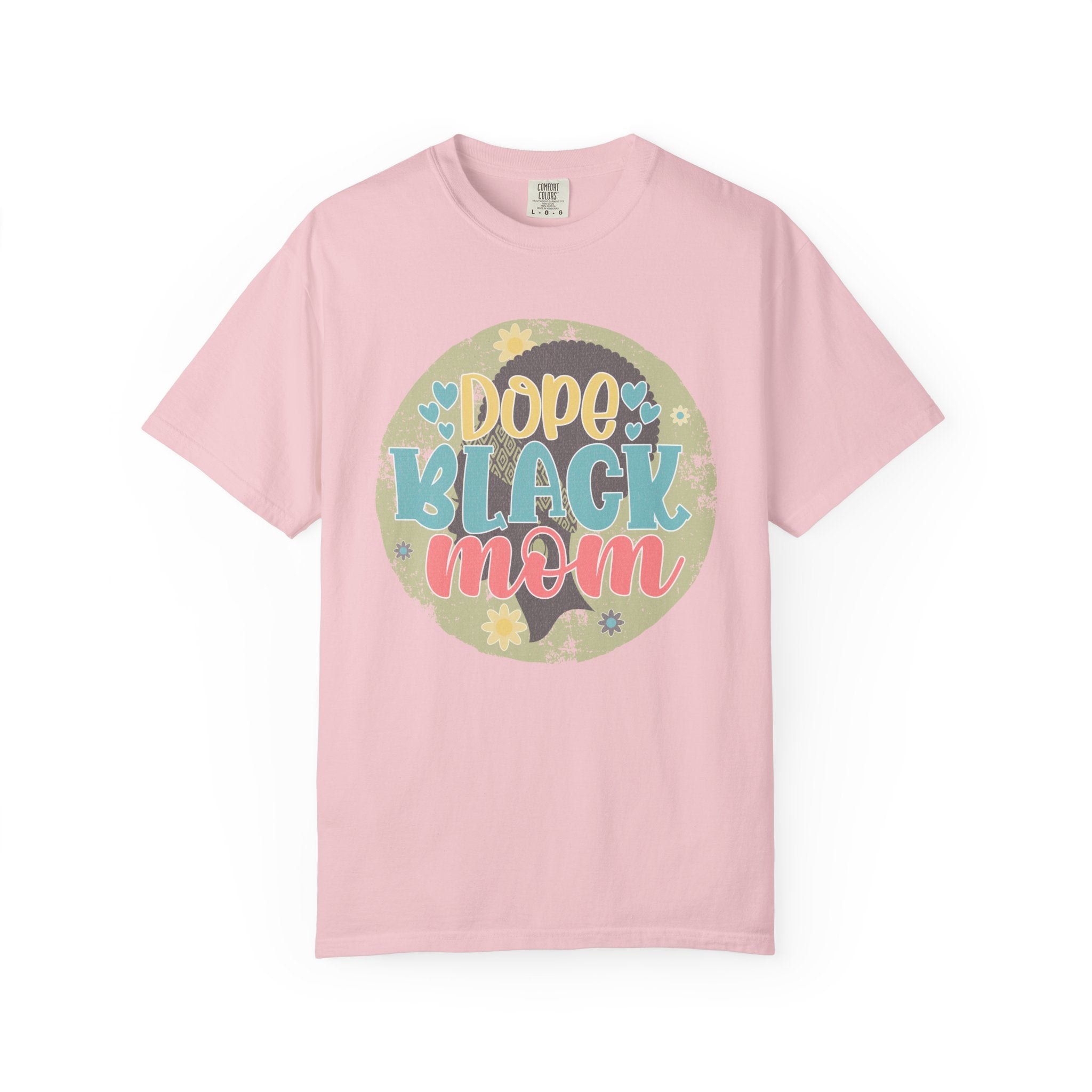 Dope Black Mom Textured T-Shirt — Floral Retro Graphic Tee for Moms