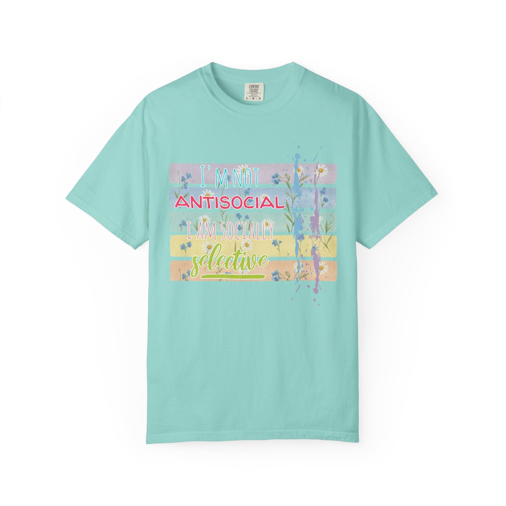 Antisocial Selective T-Shirt — Pastel Stripes Floral Graphic Tee