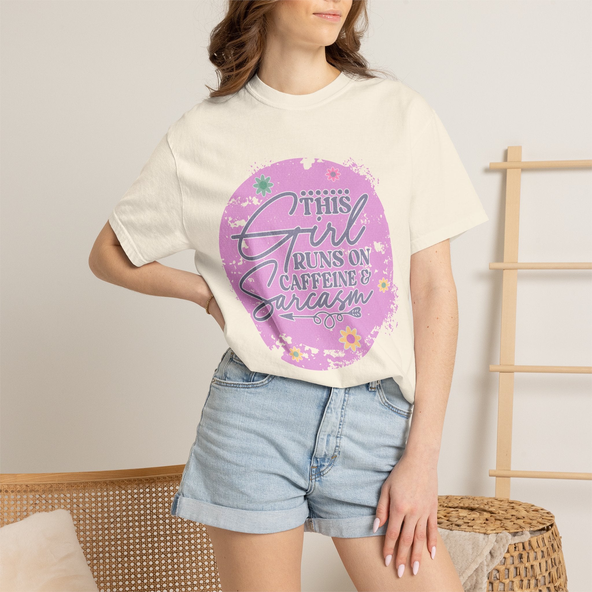 This Girl Runs on Caffeine & Sarcasm Textured T-Shirt