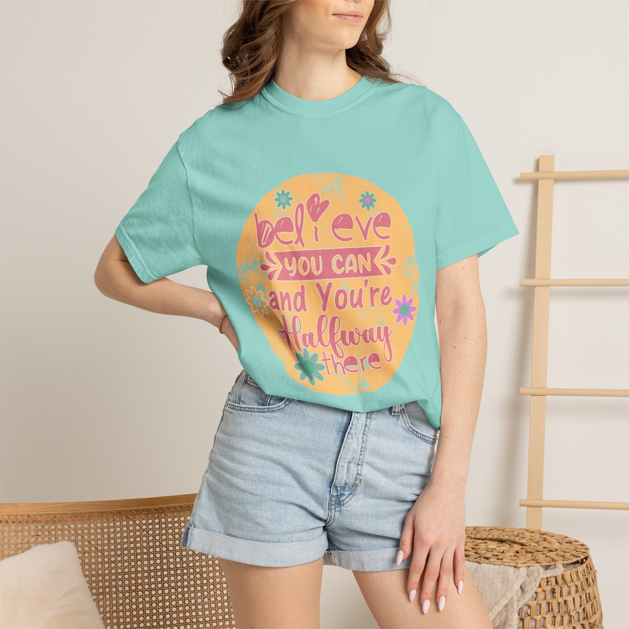 Textured Believe You Can Tee — "Believe You Can and You're Halfway There" Inspirational T‑Shirt