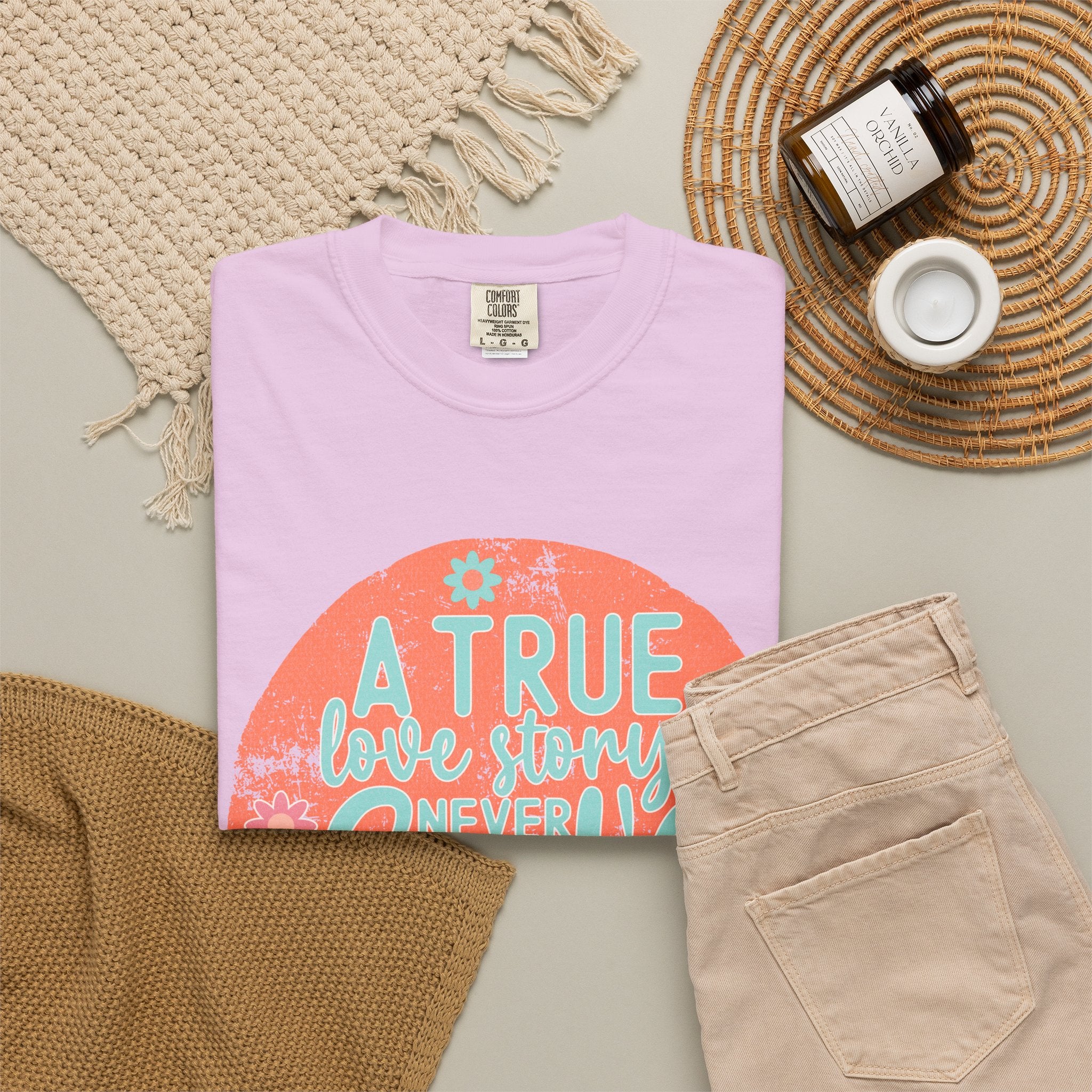 Textured A True Love Story Never Ends T-Shirt