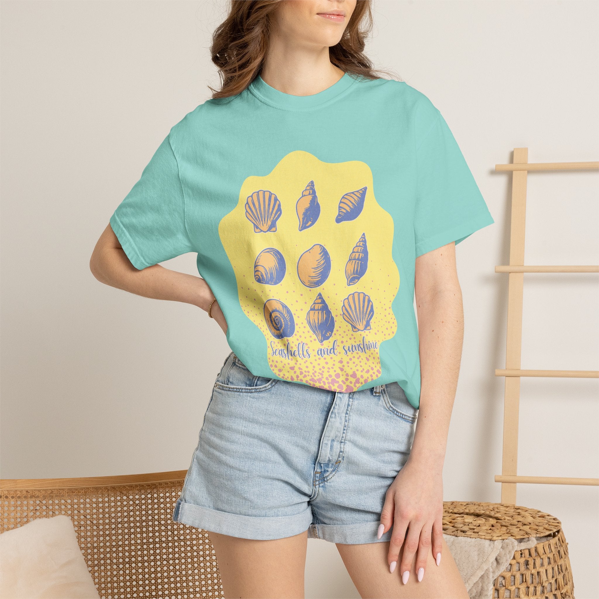 Vintage Seashells And Sunshine Textured T-Shirt