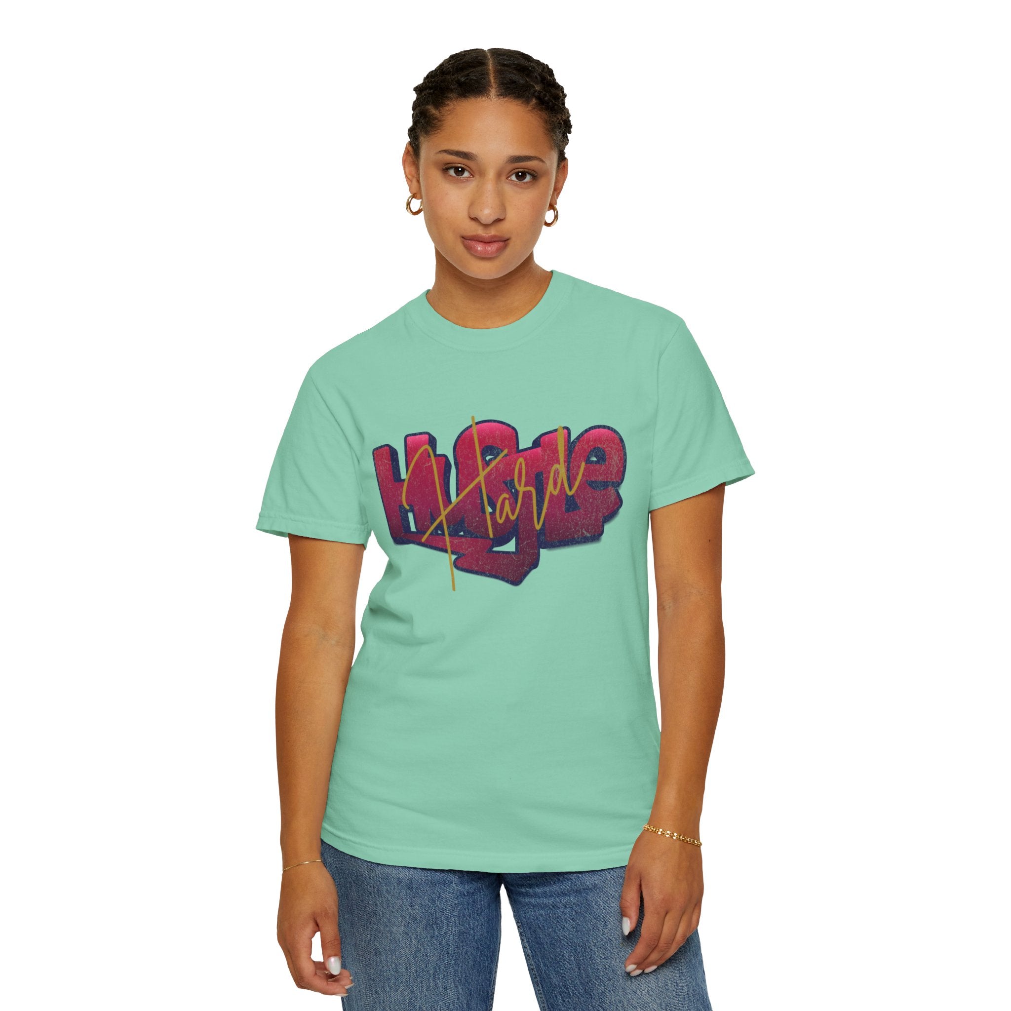 Textured Street Art 'Hustle Hard' Graphic Tee — Vintage Graffiti Unisex T-Shirt