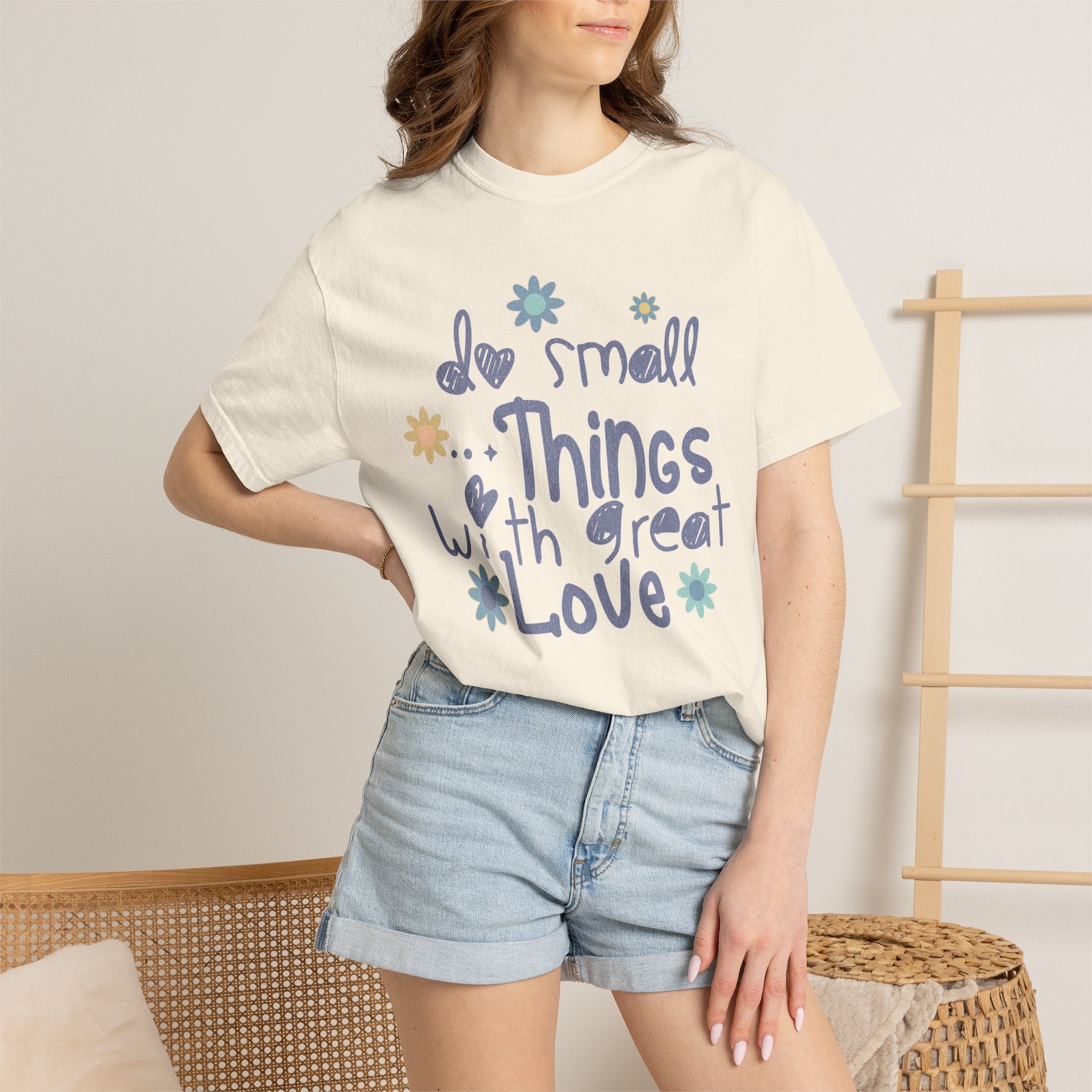 Textured T-Shirt — "Do Small Things with Great Love" Floral Graphic Tee