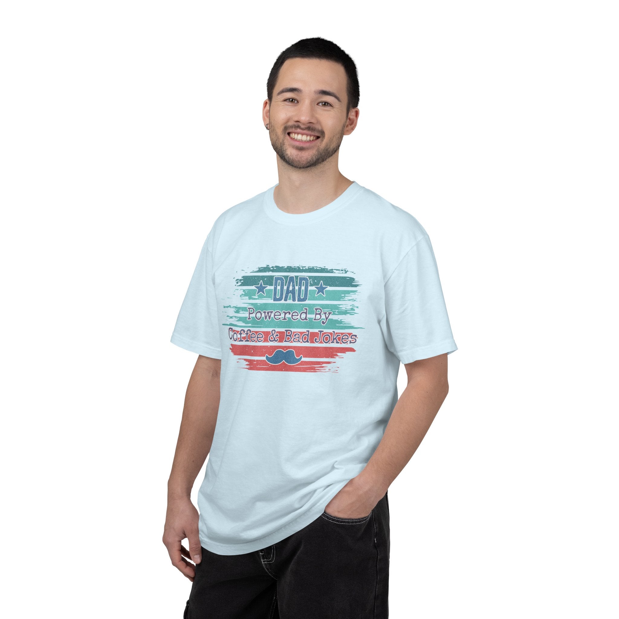 Dad "Powered by Coffee & Bad Jokers" Textured T-Shirt