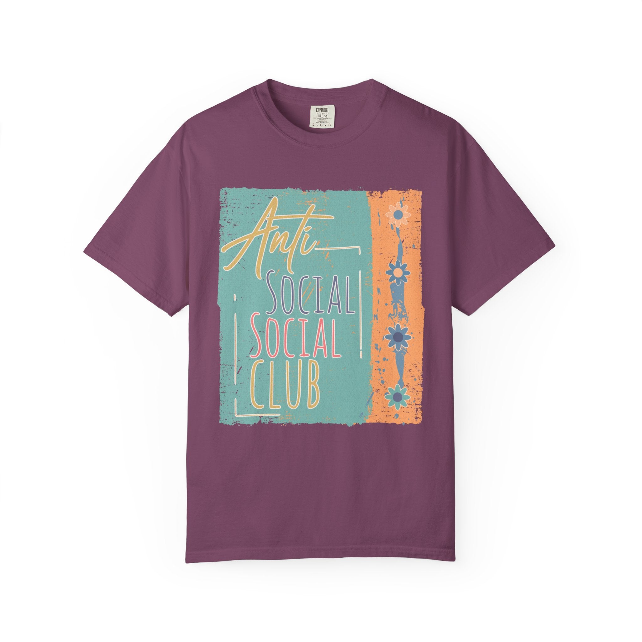Textured “Anti Social Social Club” Retro Graphic T-Shirt