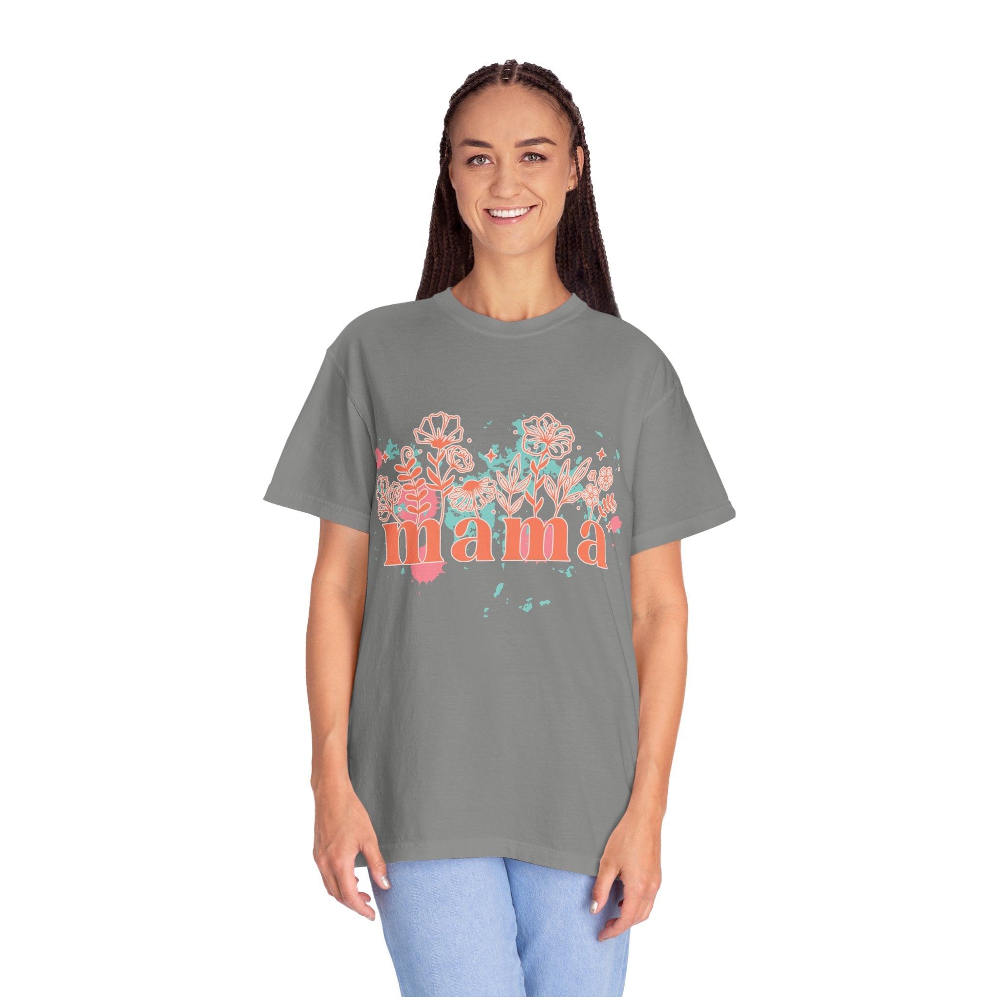Mama Wildflower Floral Textured Splash Tee
