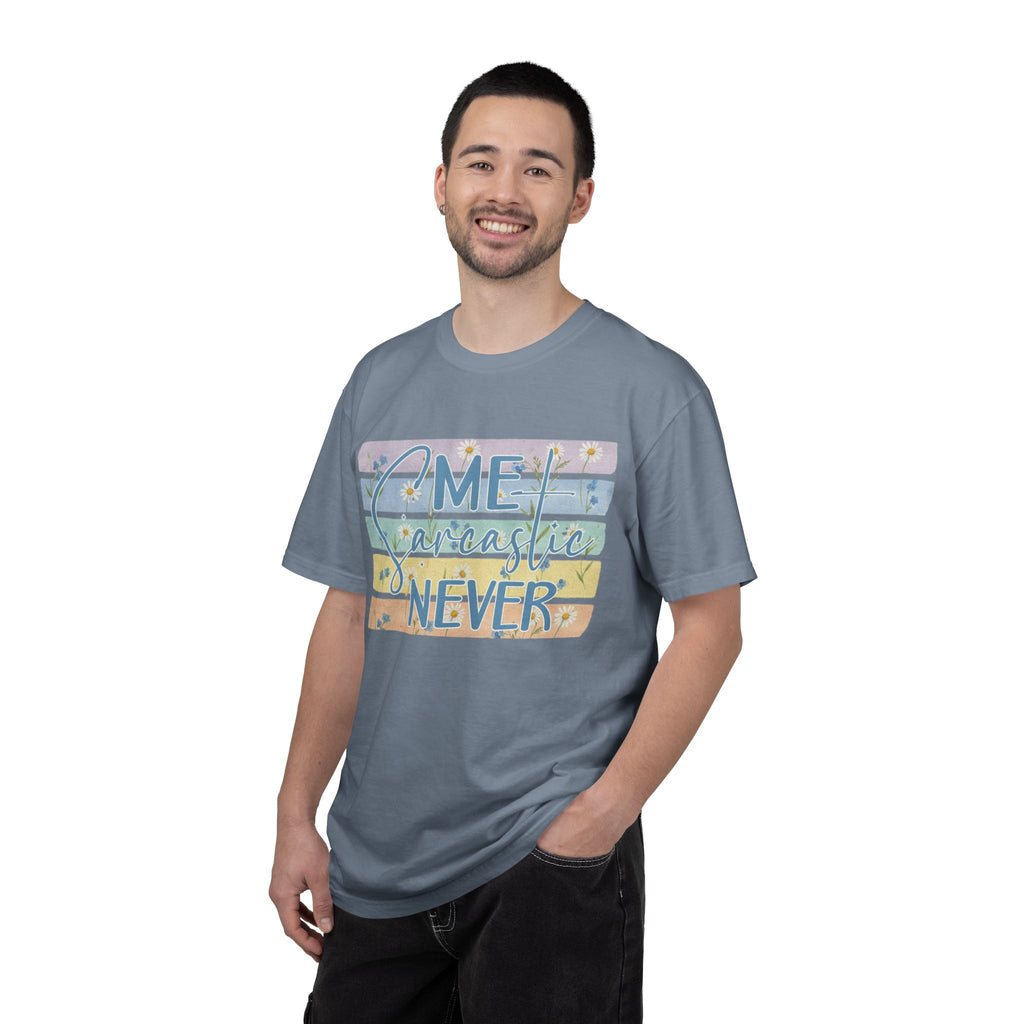Textured Me? Sarcastic Never T-Shirt — Pastel Striped Funny Tee