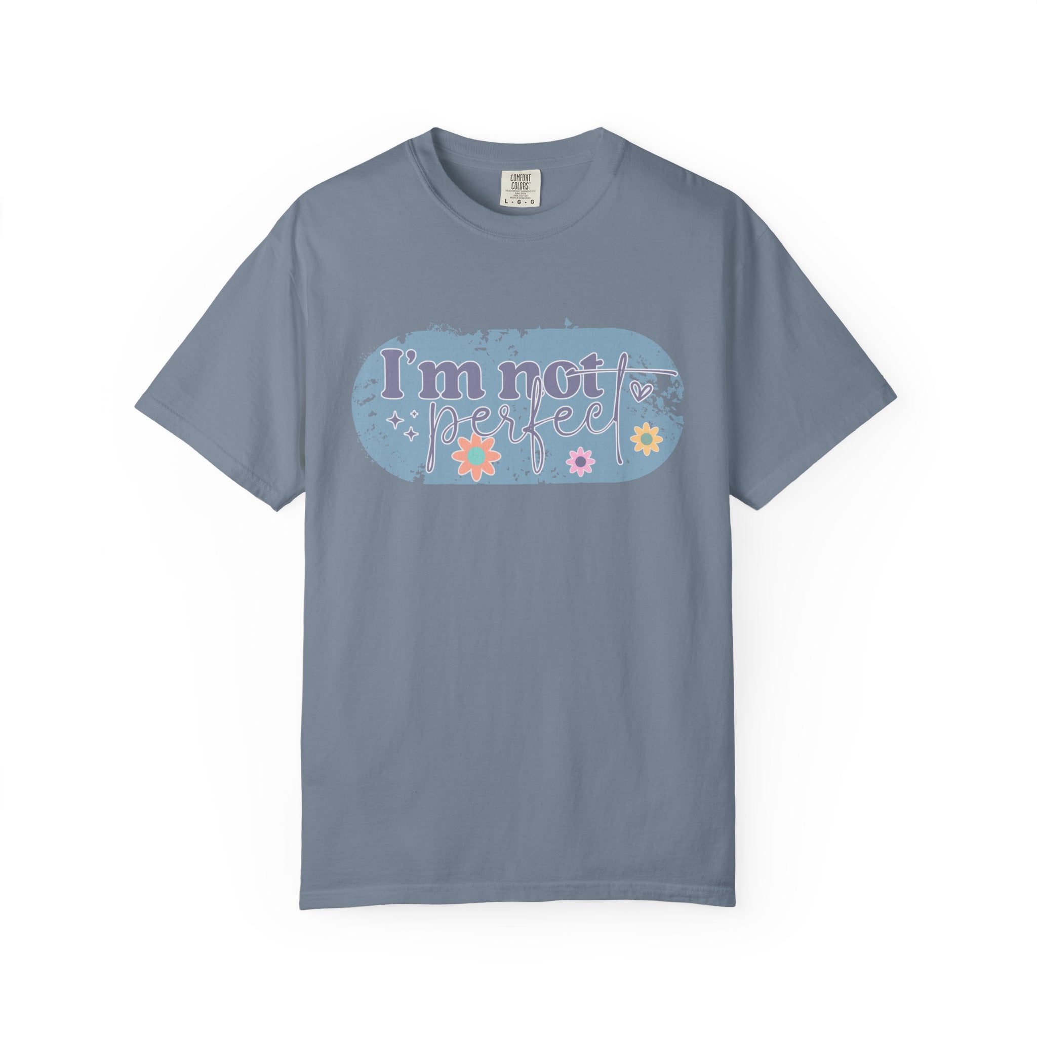 I'm Not Perfect Textured T-Shirt — Retro Floral Lazy Day Tee