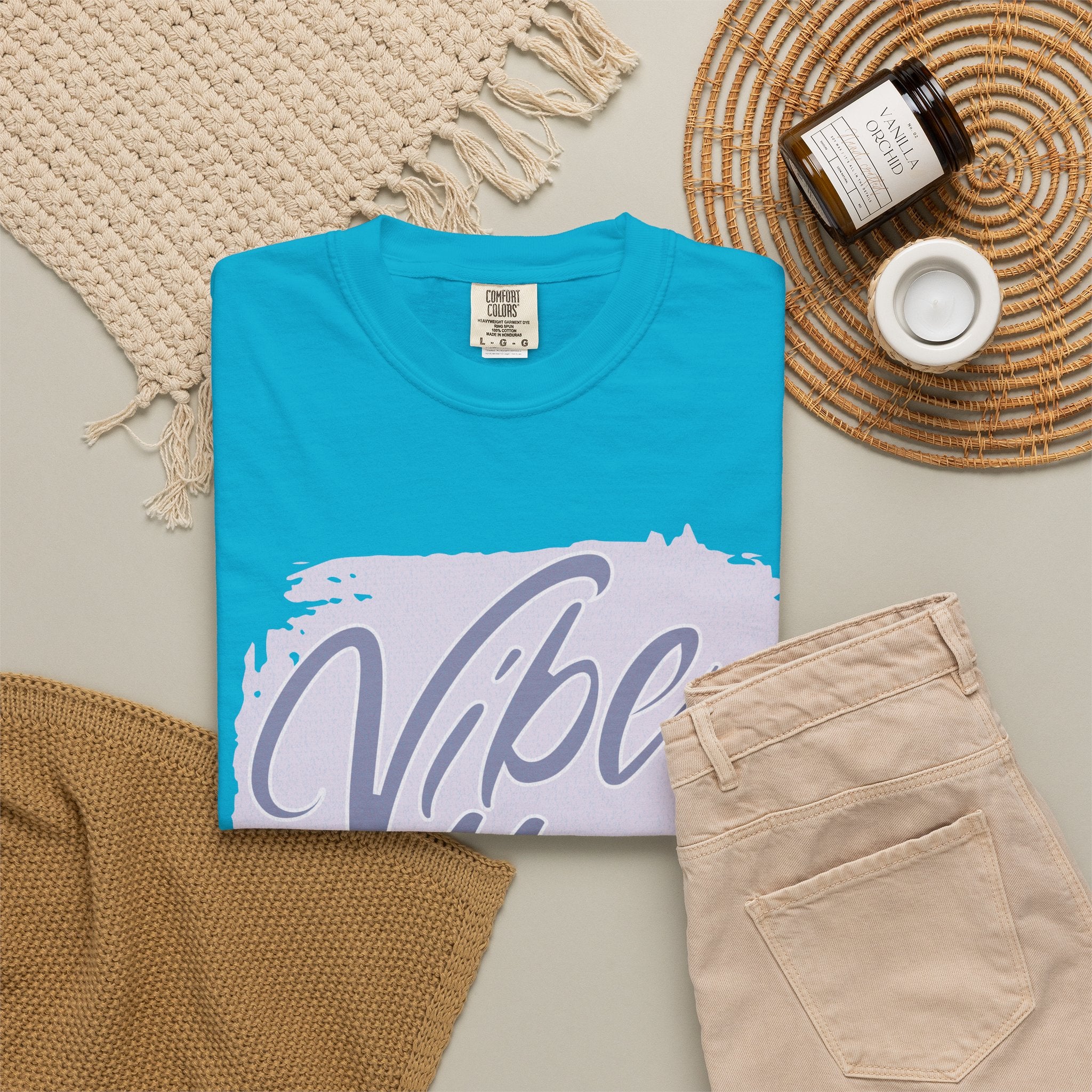 Vibe High Textured T-Shirt — Retro Brush Script Graphic Tee