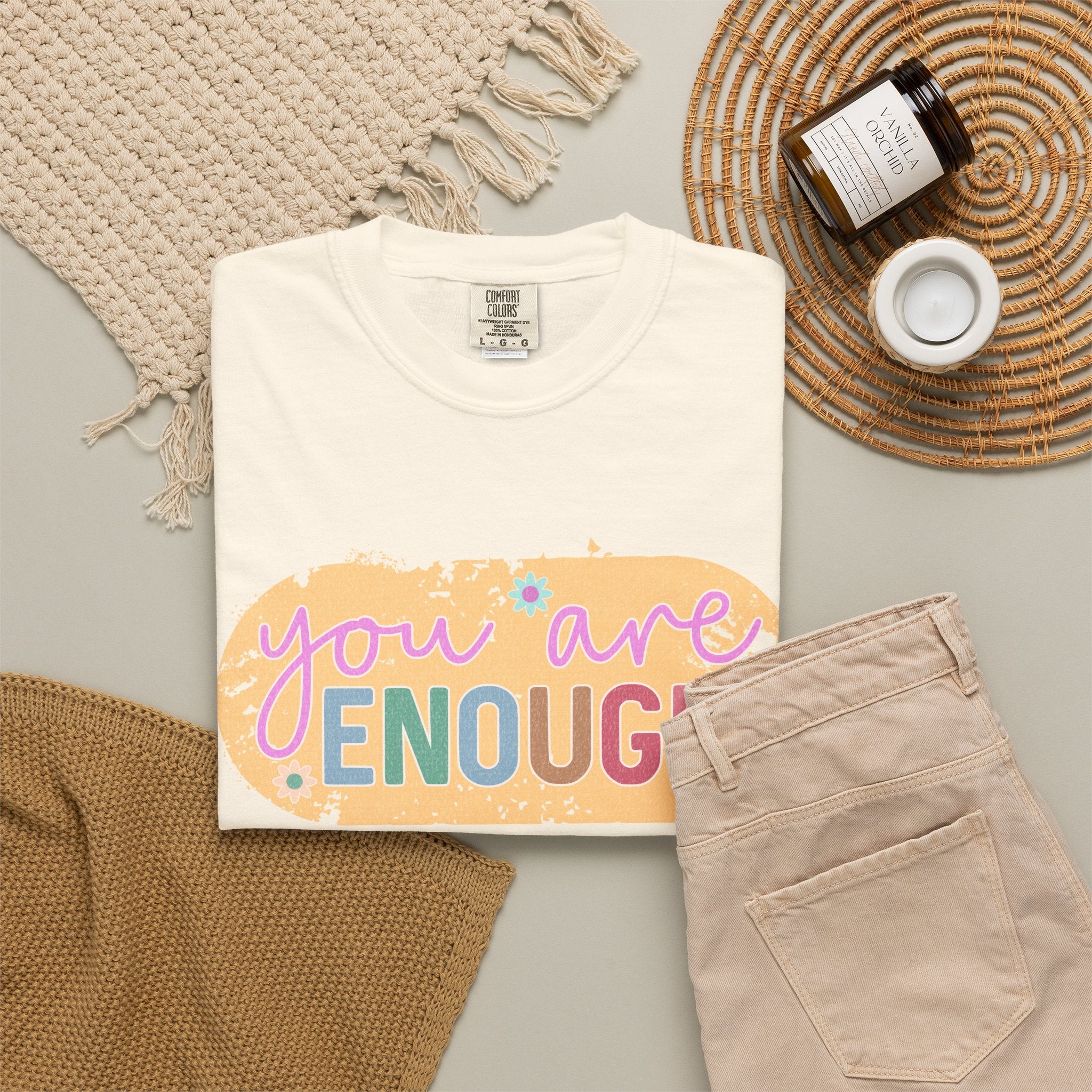 You Are Enough Textured T-Shirt — Positive Message Graphic Tee