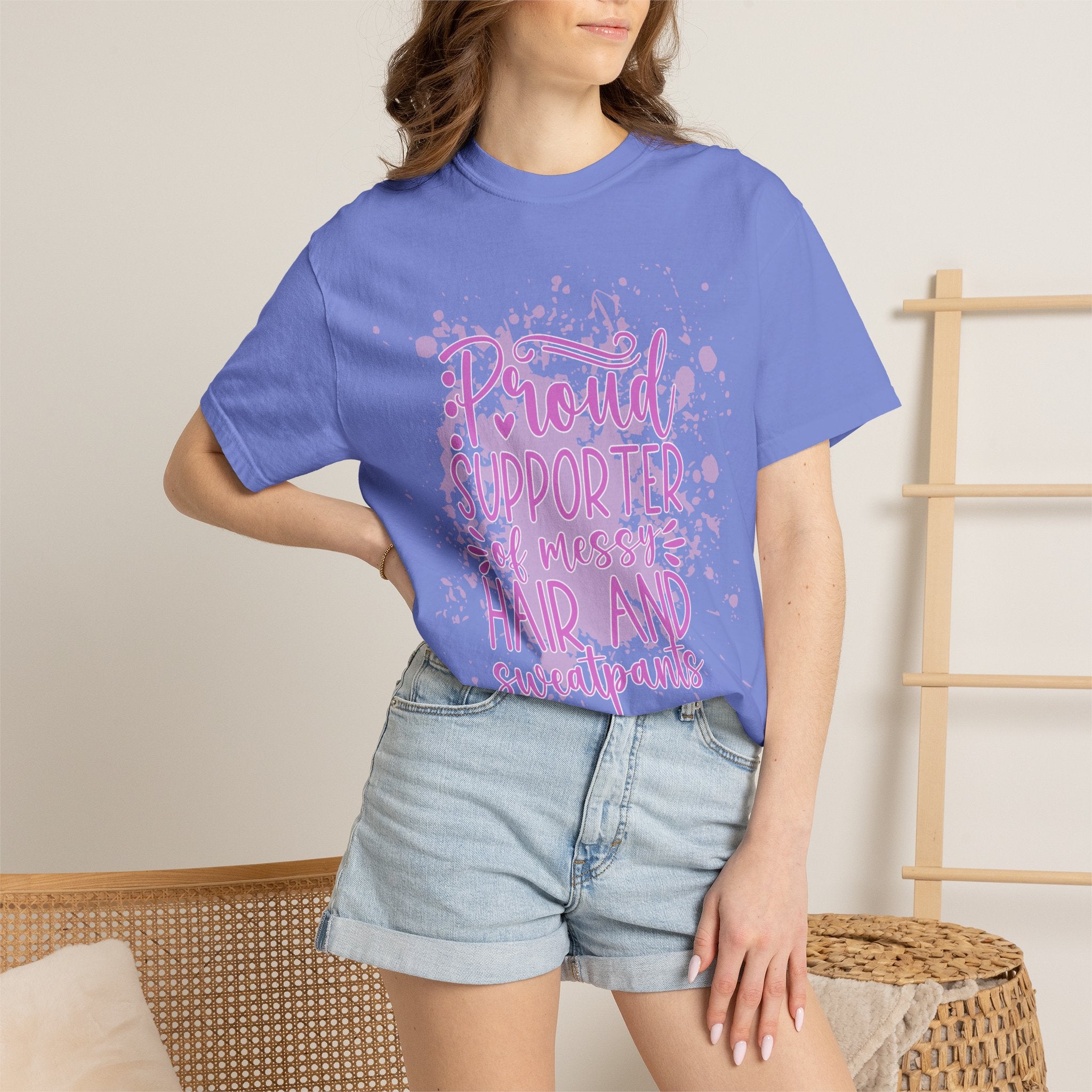 Textured Proud Supporter of Messy Hair and Sweatpants T-Shirt