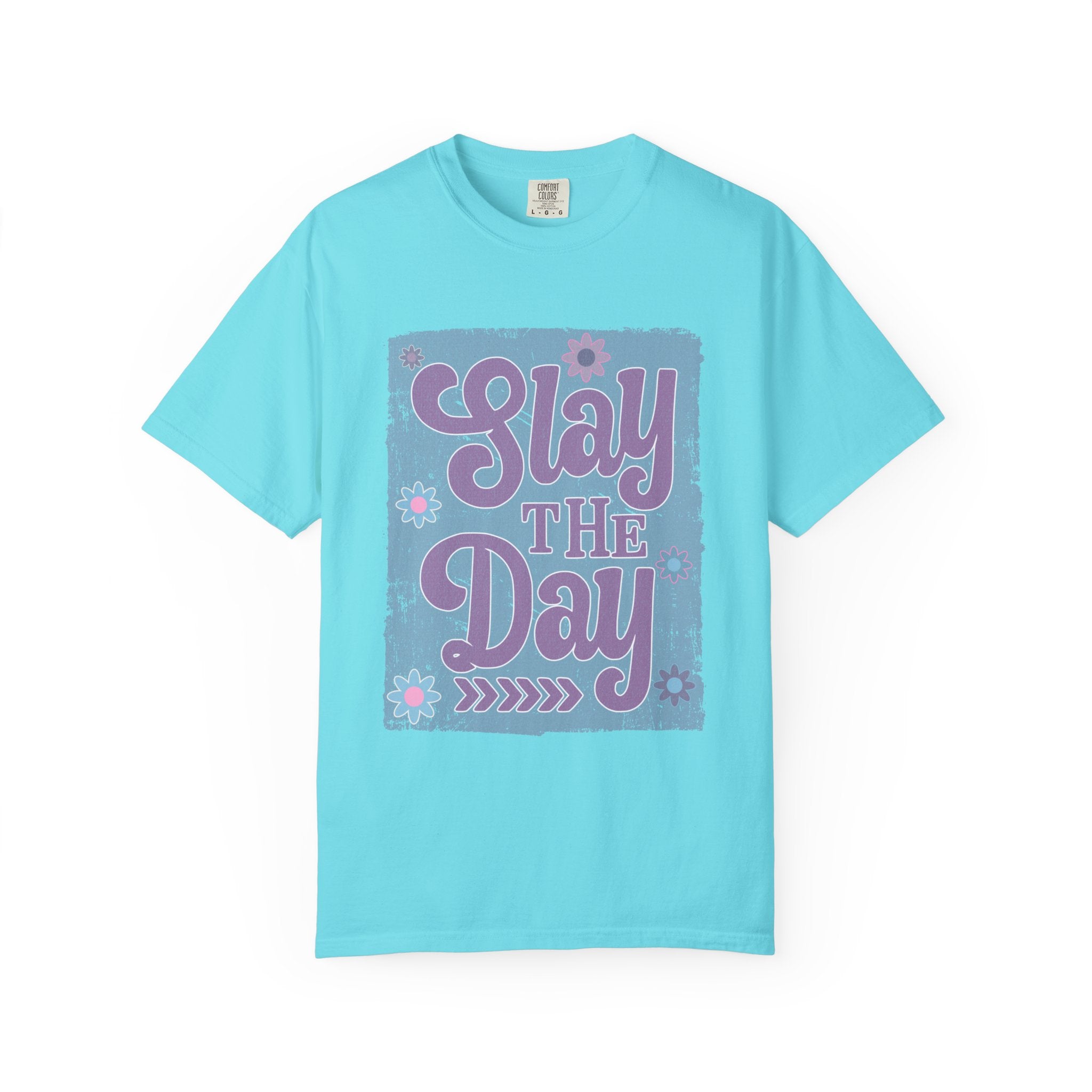 Textured Slay the Day Graphic T-Shirt — Retro Pastel Motivation Tee