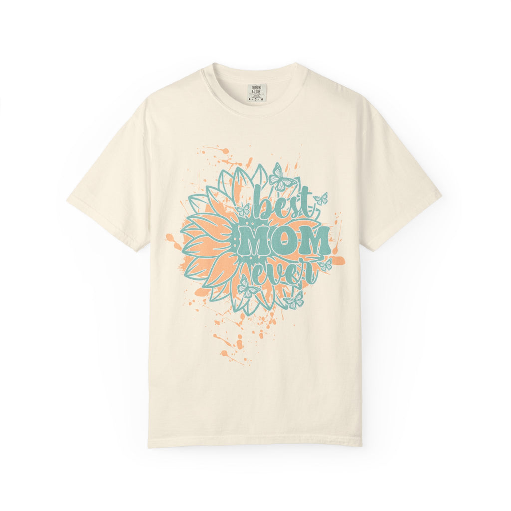 Best Mom Ever T-Shirt —Textured  Floral Sunflower Mother's Day Tee