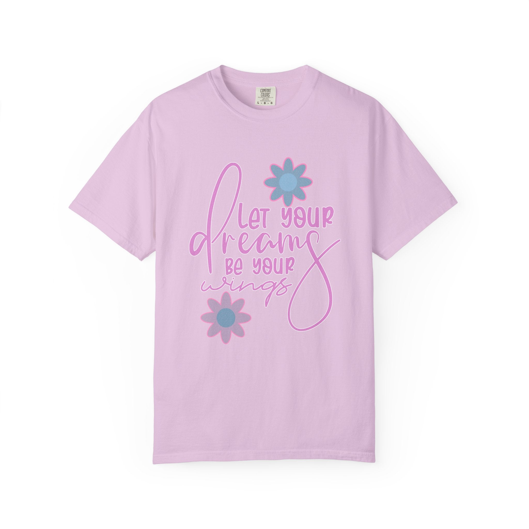 Textured Inspirational Floral Tee — "Let Your Dreams Be Your Wings"