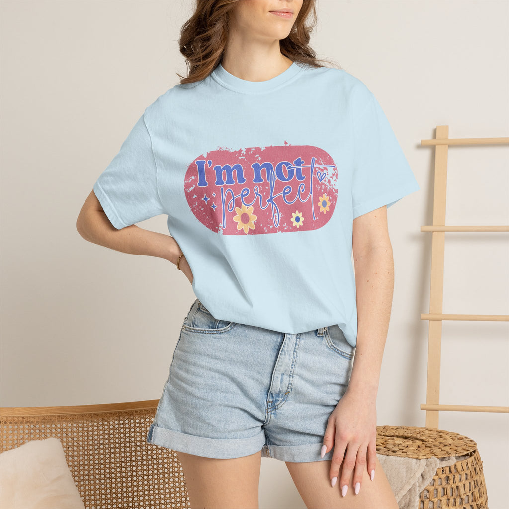 I'm Not Perfect Textured Floral T-Shirt — Retro Flower Graphic Tee