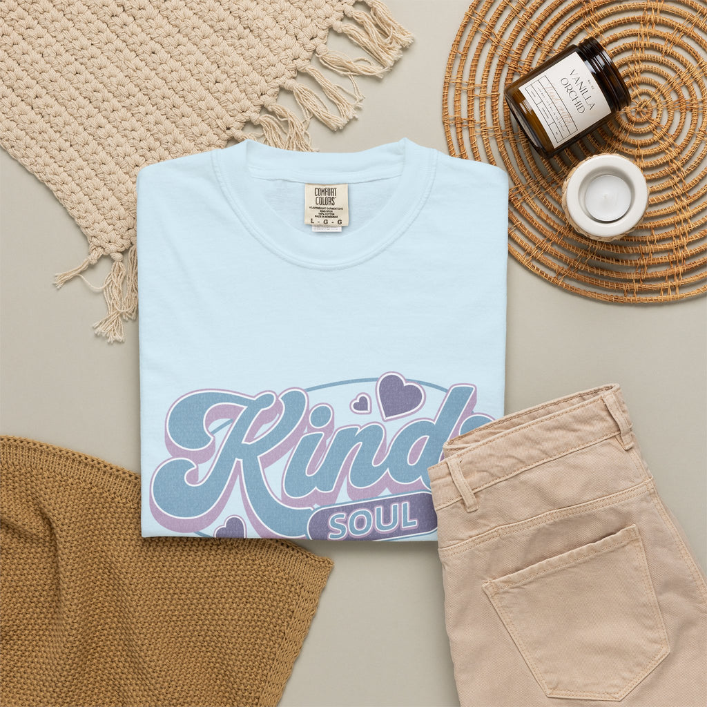 Kind Soul Textured T-Shirt — Retro Script Graphic Tee