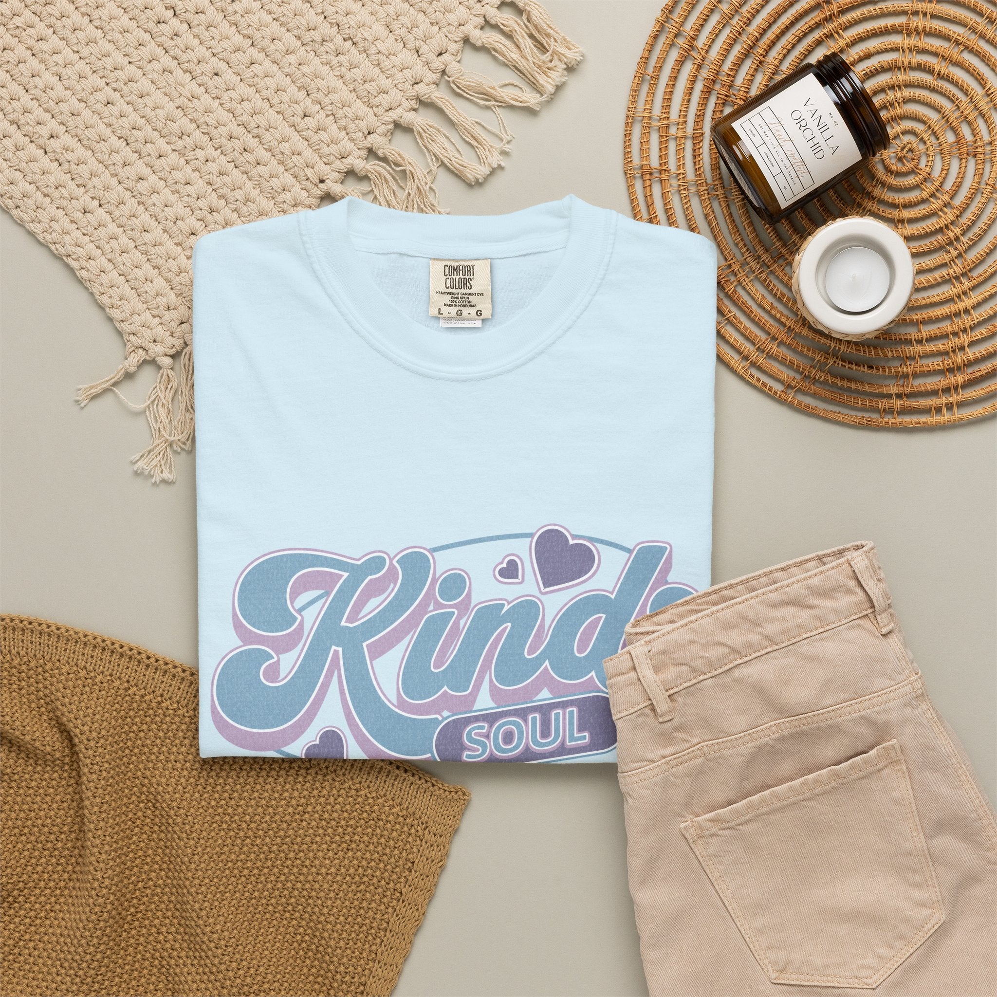 Kind Soul Textured T-Shirt — Retro Script Graphic Tee