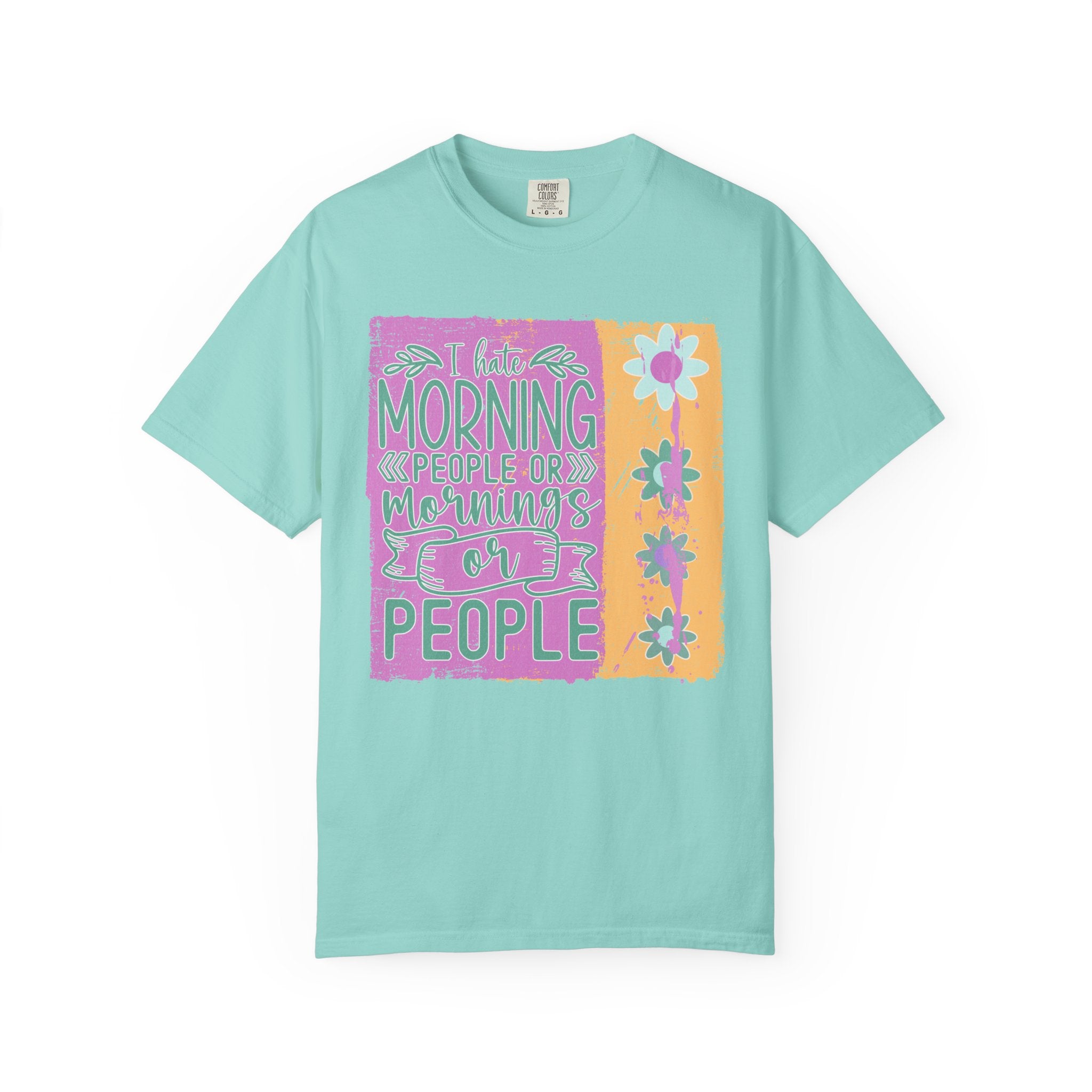 I Hate Morning People Textured  Shirt — Retro Flower Graphic Tee