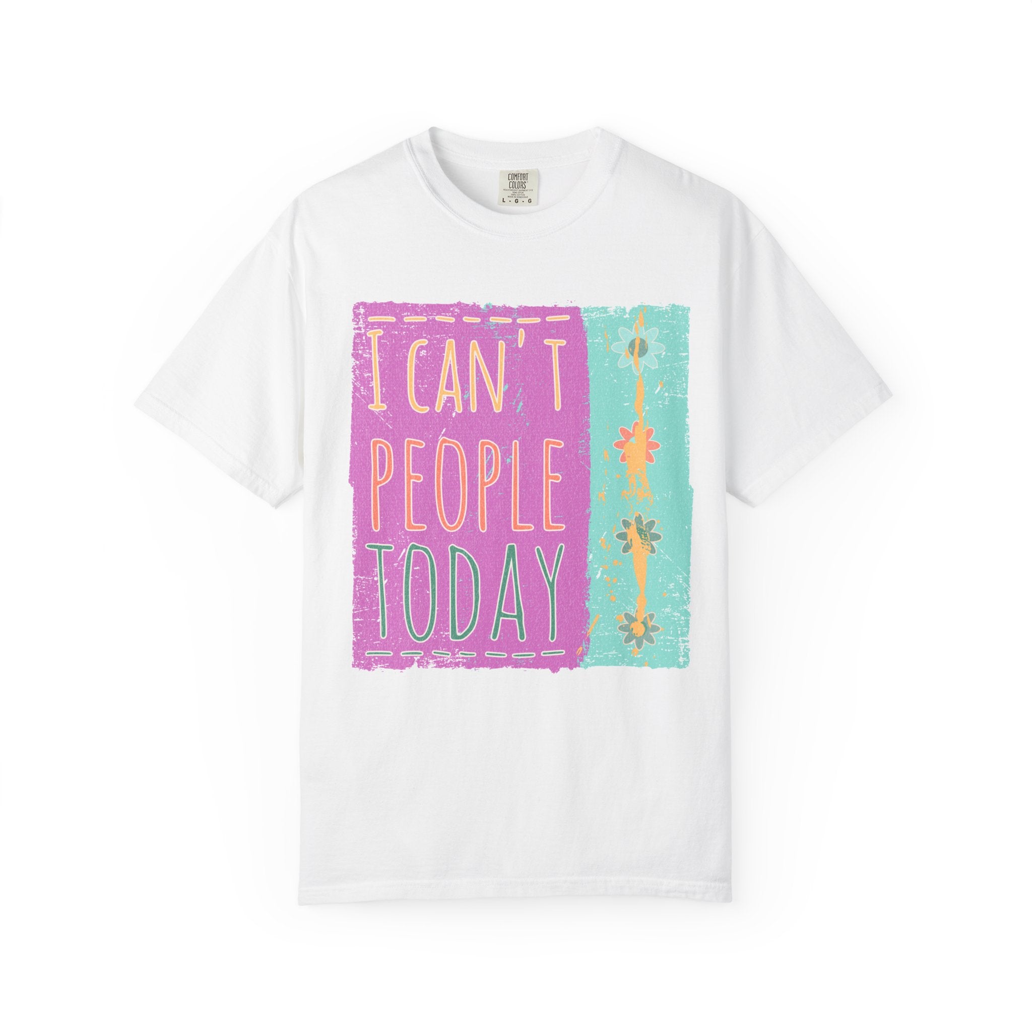 Textured I Can't People Today T-Shirt — Funny Introvert Graphic Tee