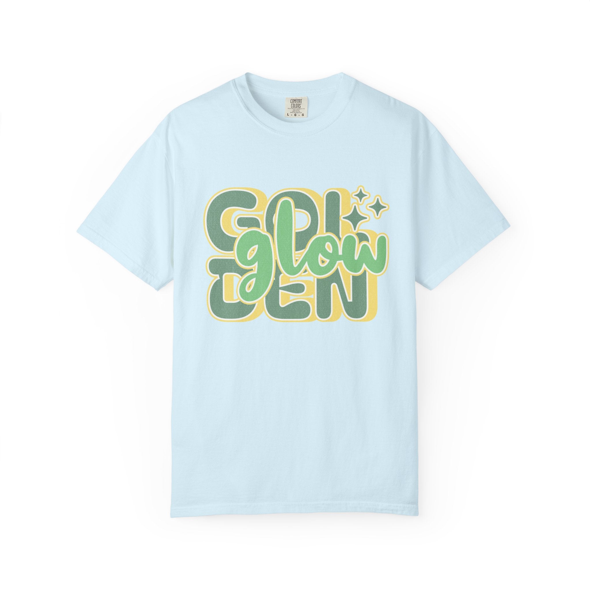 Golden Glow Textured T-Shirt — Retro 'Glow' Graphic Tee