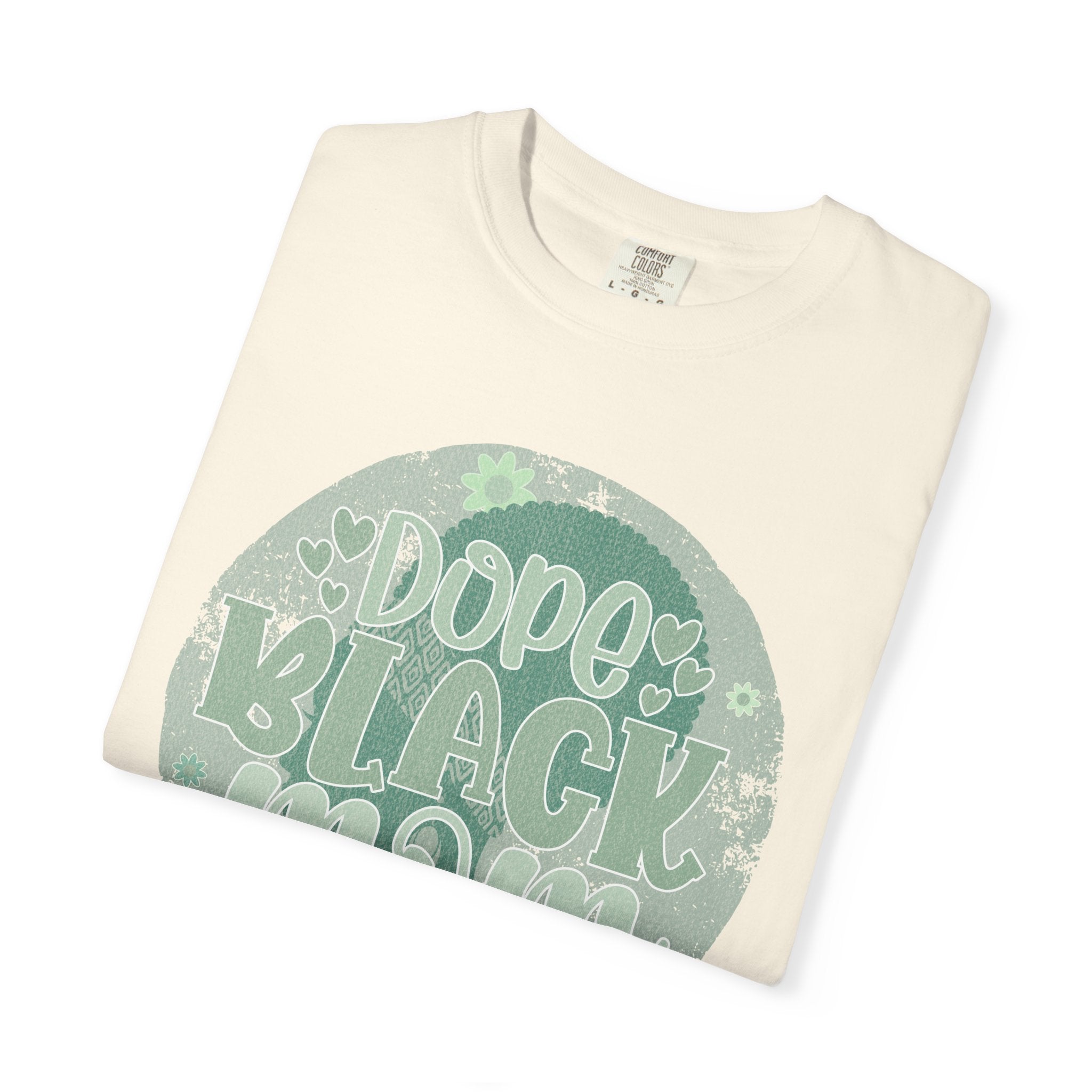 Dope Black Mom Textured T-Shirt — Retro Floral 'Dope Black Mom' Graphic Tee