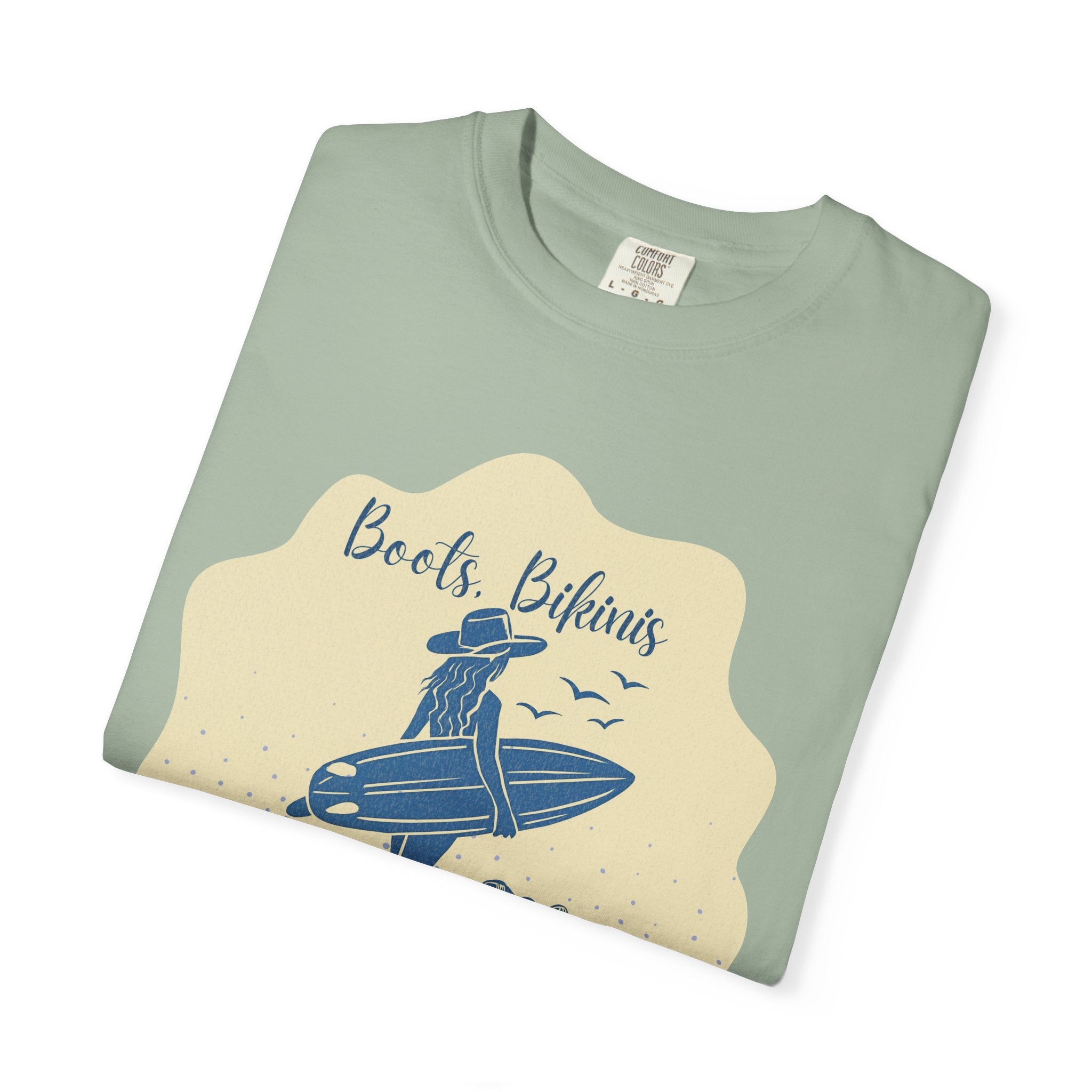 Textured Surf Vibes T-Shirt — 'Beach, Bikinis & Beach Days' Vintage Surf Graphic