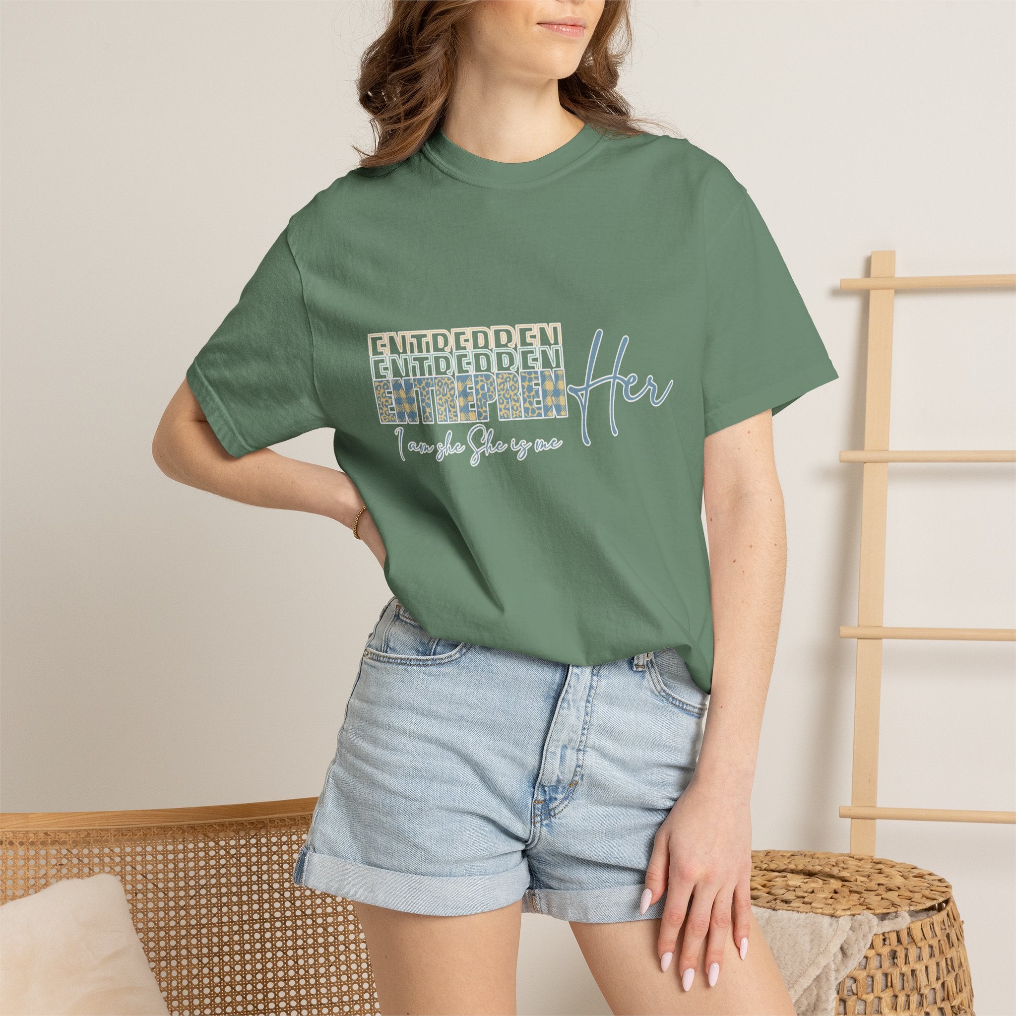 EntreprenHer Leopard Print Script Tee — "I run this, She runs you" Inspirational Graphic Tee