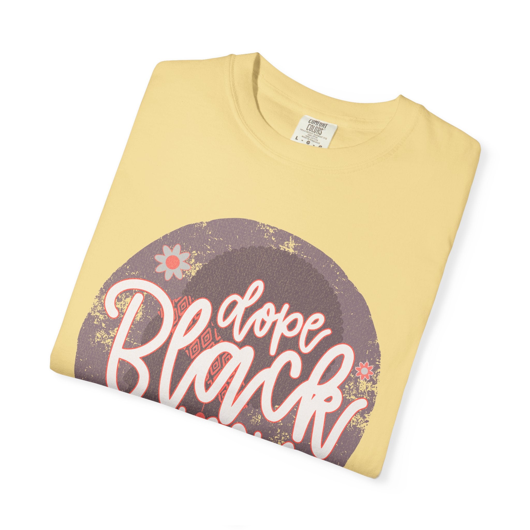 Dope Black Mom Textured T-Shirt — Floral Retro Circle Graphic for Proud Moms
