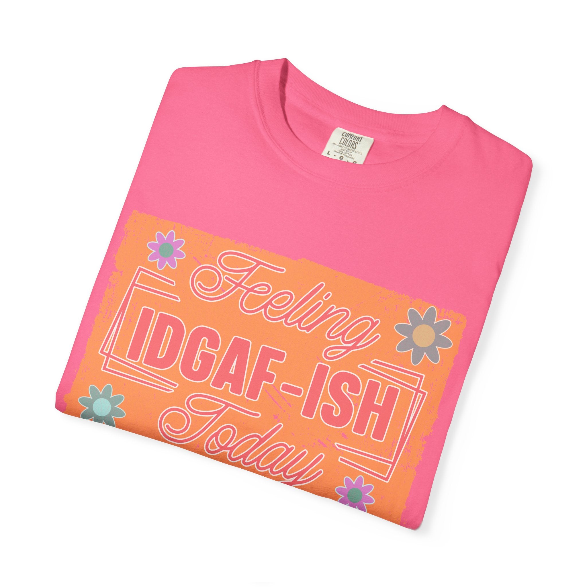 IDGAF-ISH Retro Floral Textured T-Shirt — Funny Sarcastic Graphic Tee