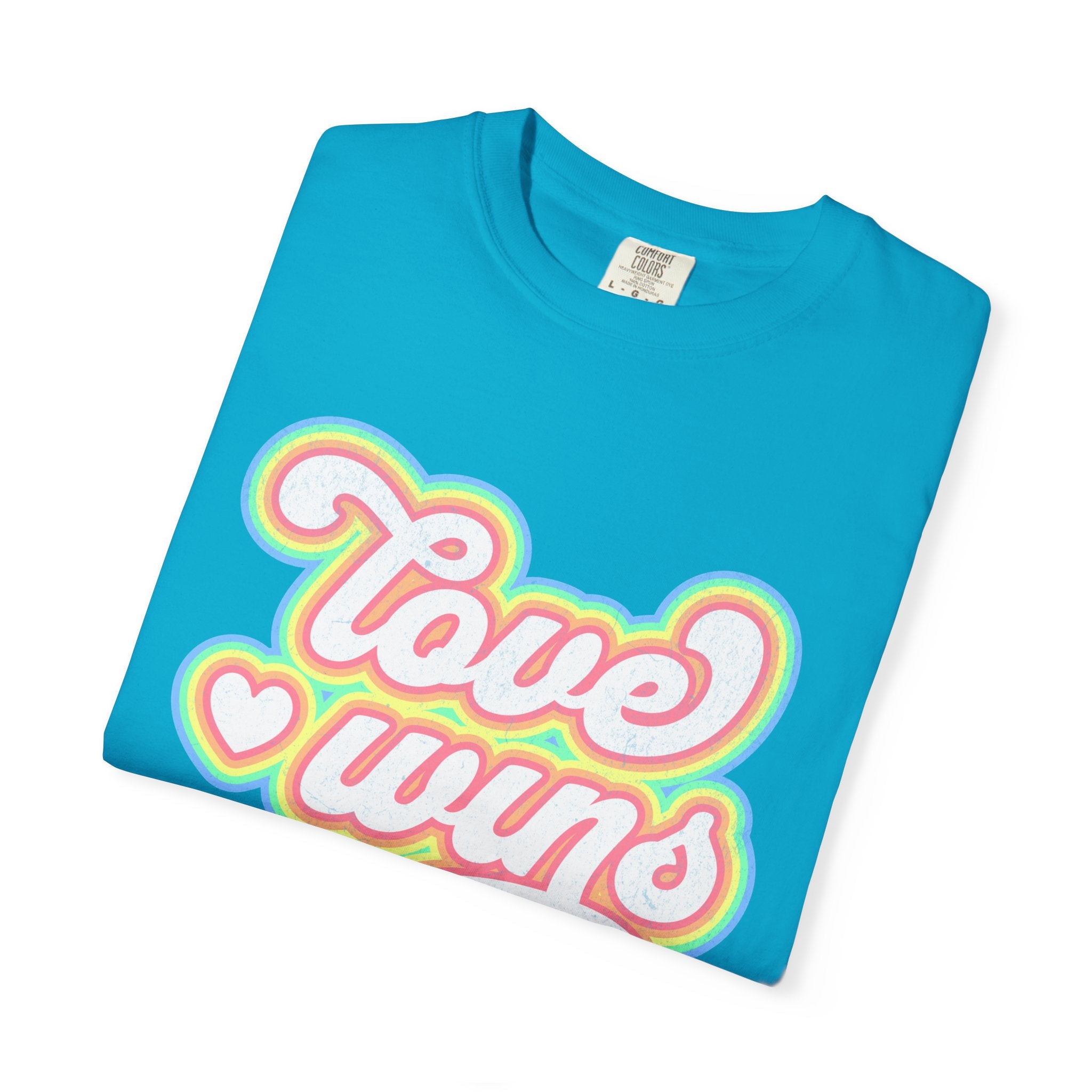 Textured Retro 'Love Wins' T-Shirt — Rainbow Script Pride Tee