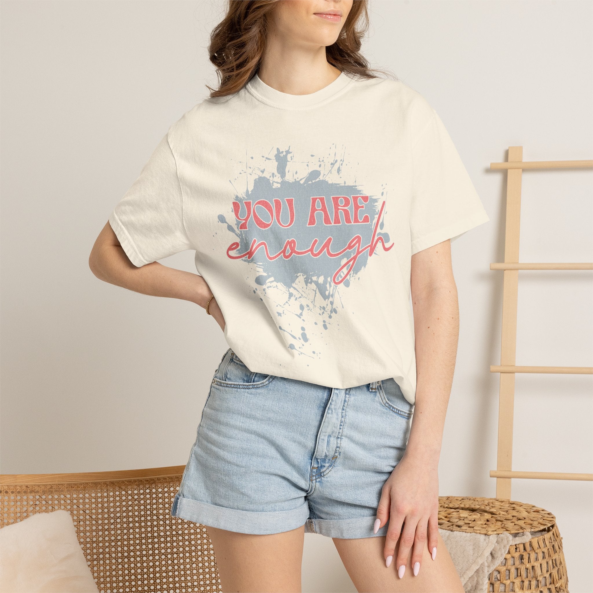 You Are Enough Textured Tee — Inspirational Positive Message Graphic T-Shirt