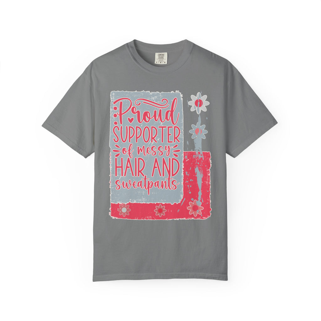 Supporter of Messy Hair & Sweatpants Textured T-Shirt