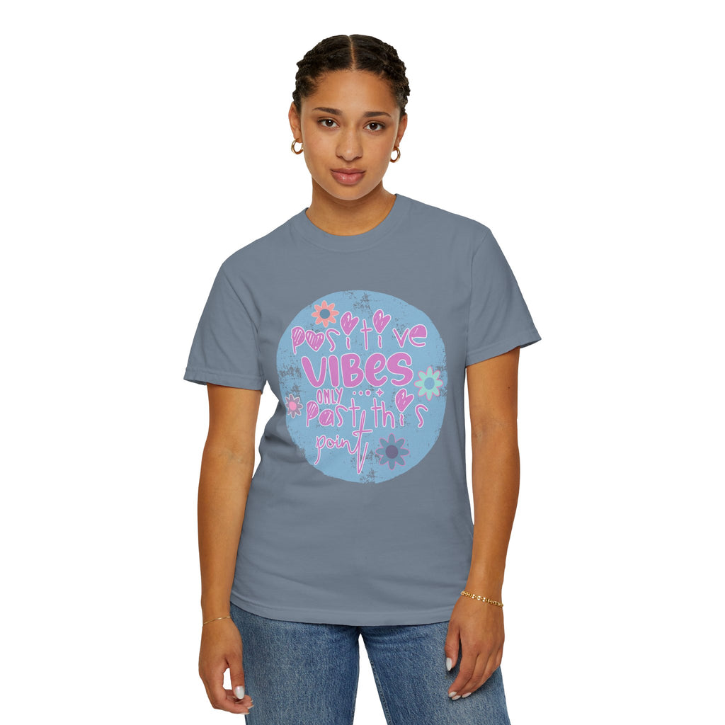 Textured Positive Vibes T-Shirt — Retro Floral ‘Positive Vibes Only’ Graphic Tee