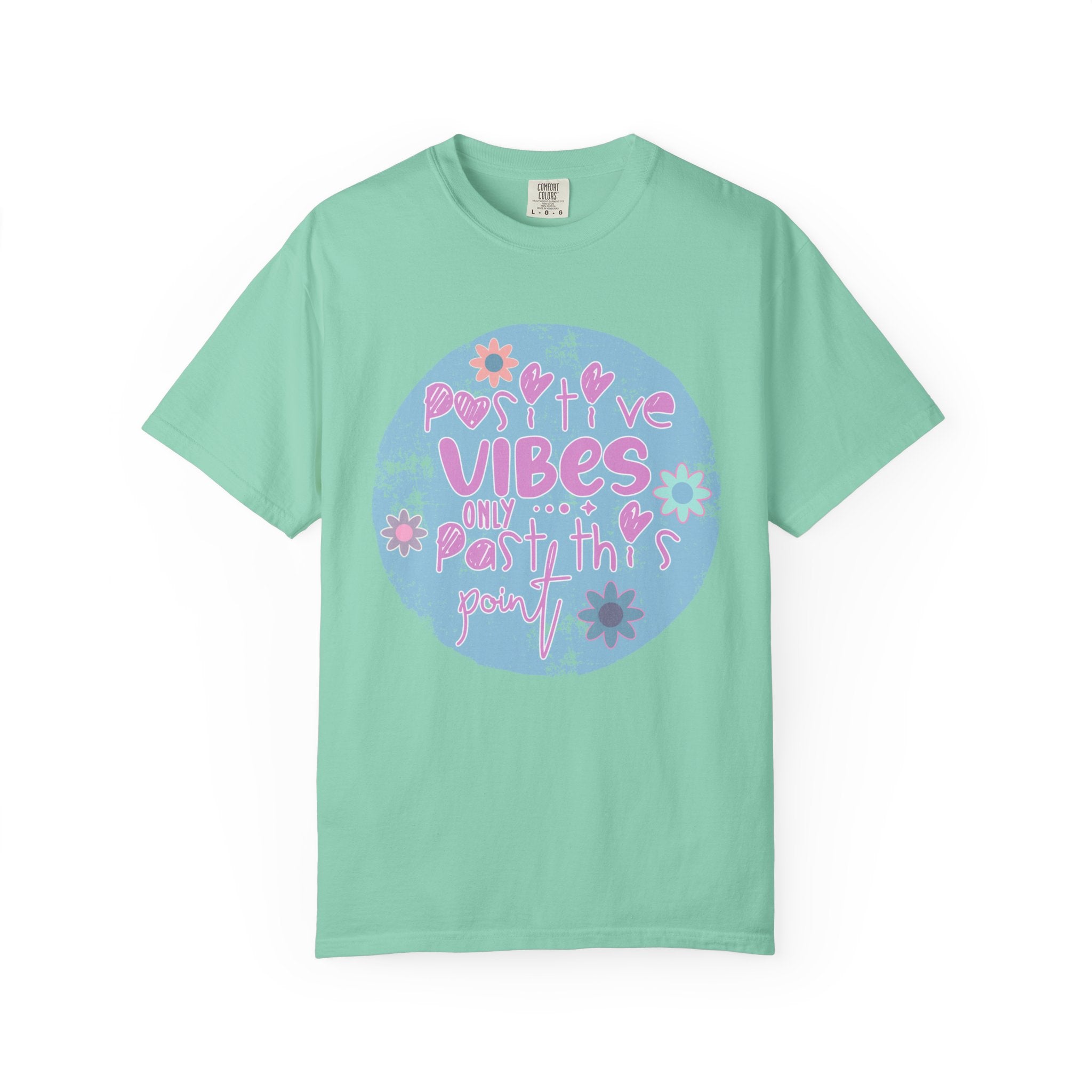 Textured Positive Vibes T-Shirt — Retro Floral ‘Positive Vibes Only’ Graphic Tee