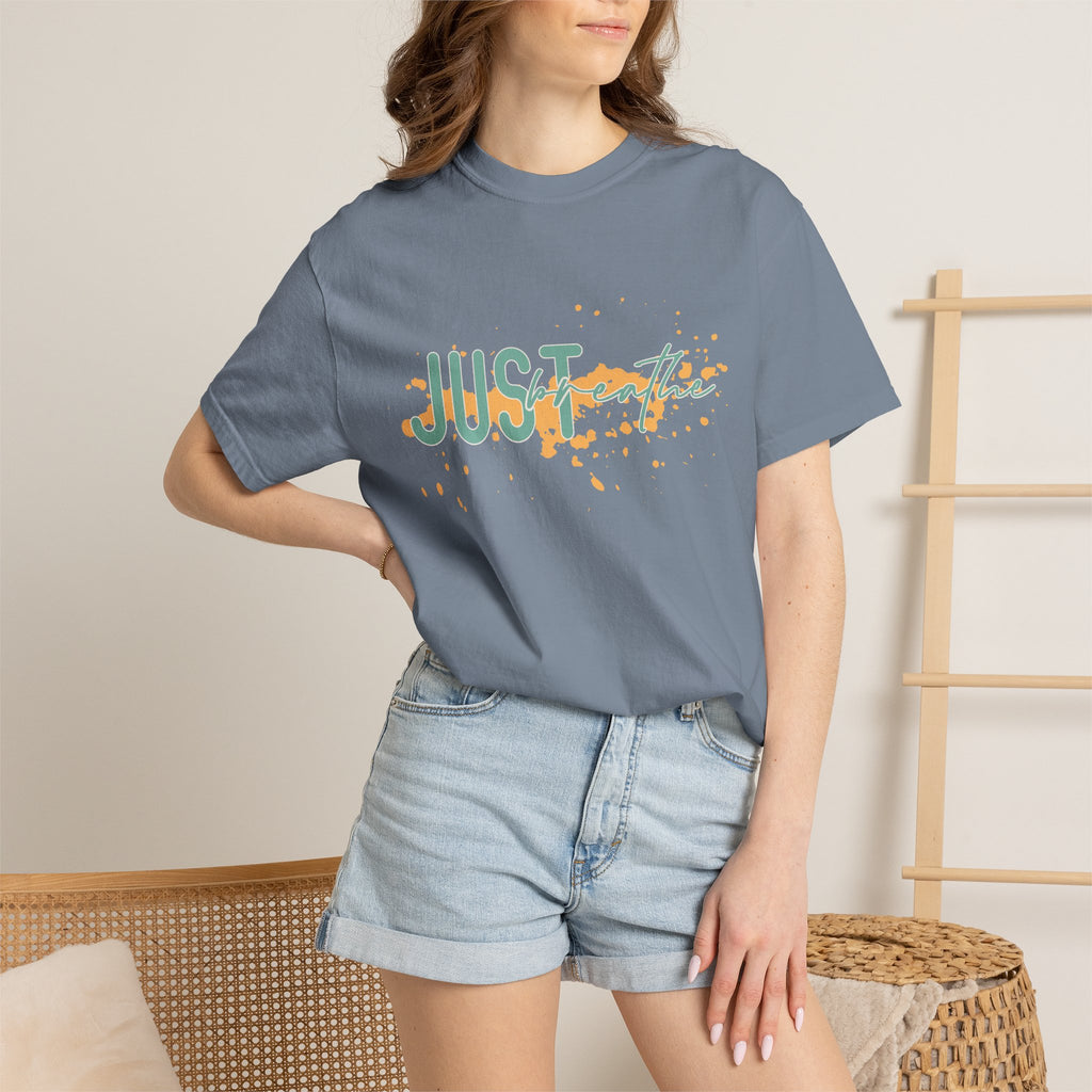 Just Breathe Textured T-Shirt — Relaxed Inspirational Graphic Tee