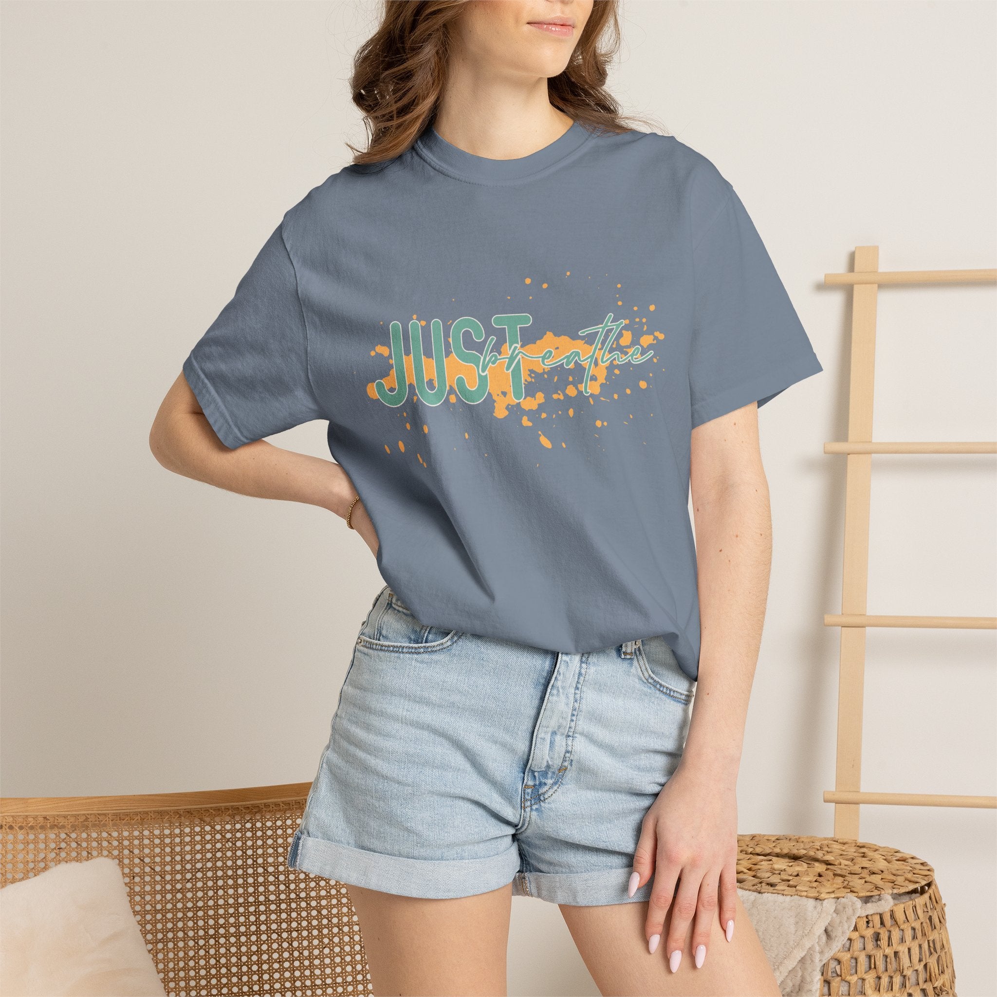 Just Breathe Textured T-Shirt — Relaxed Inspirational Graphic Tee