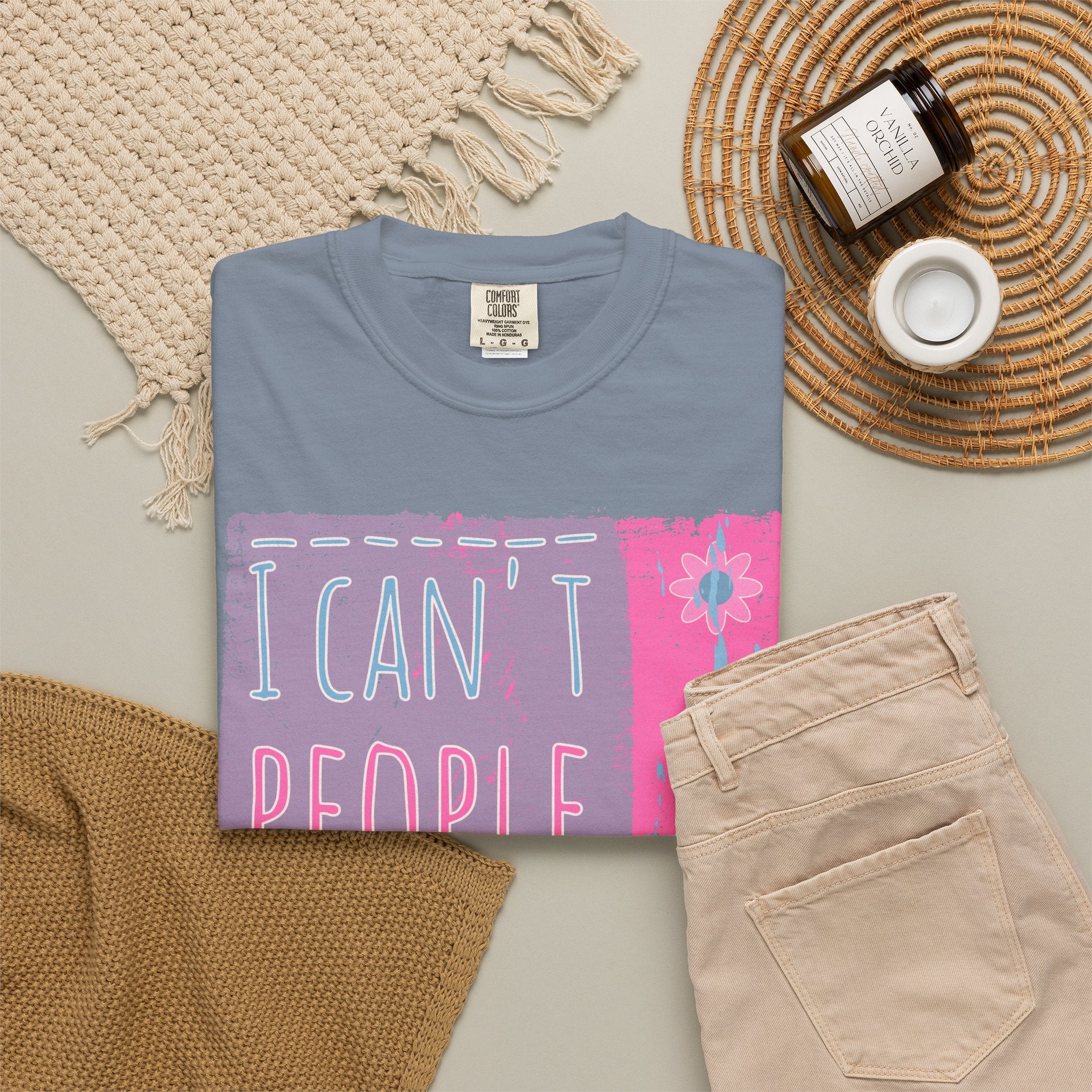 I Can't People Today Textured T-Shirt – Funny Introvert Graphic Tee
