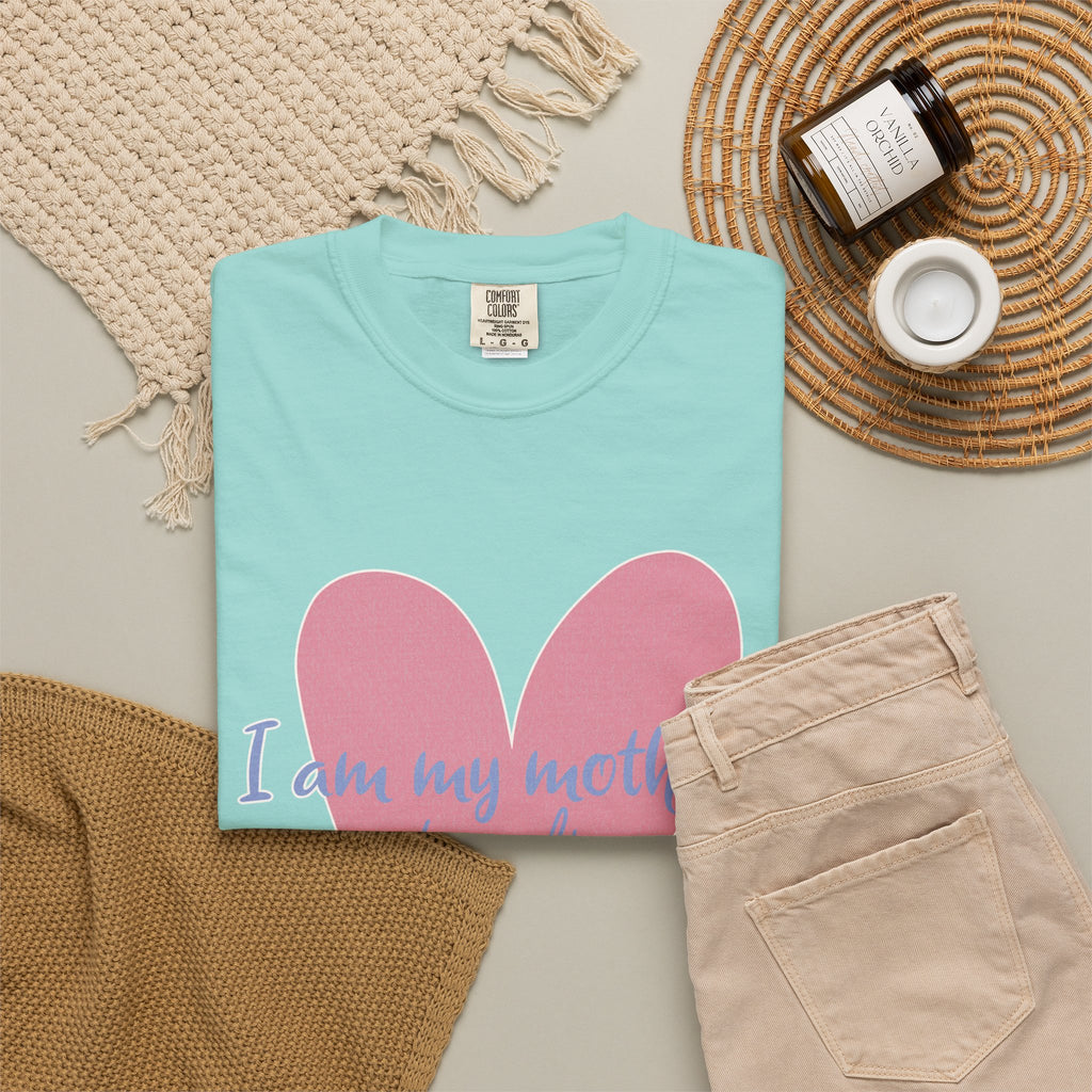 I Am My Mother's Daughter Textured T-Shirt — Pink Heart Mother's Day Tee