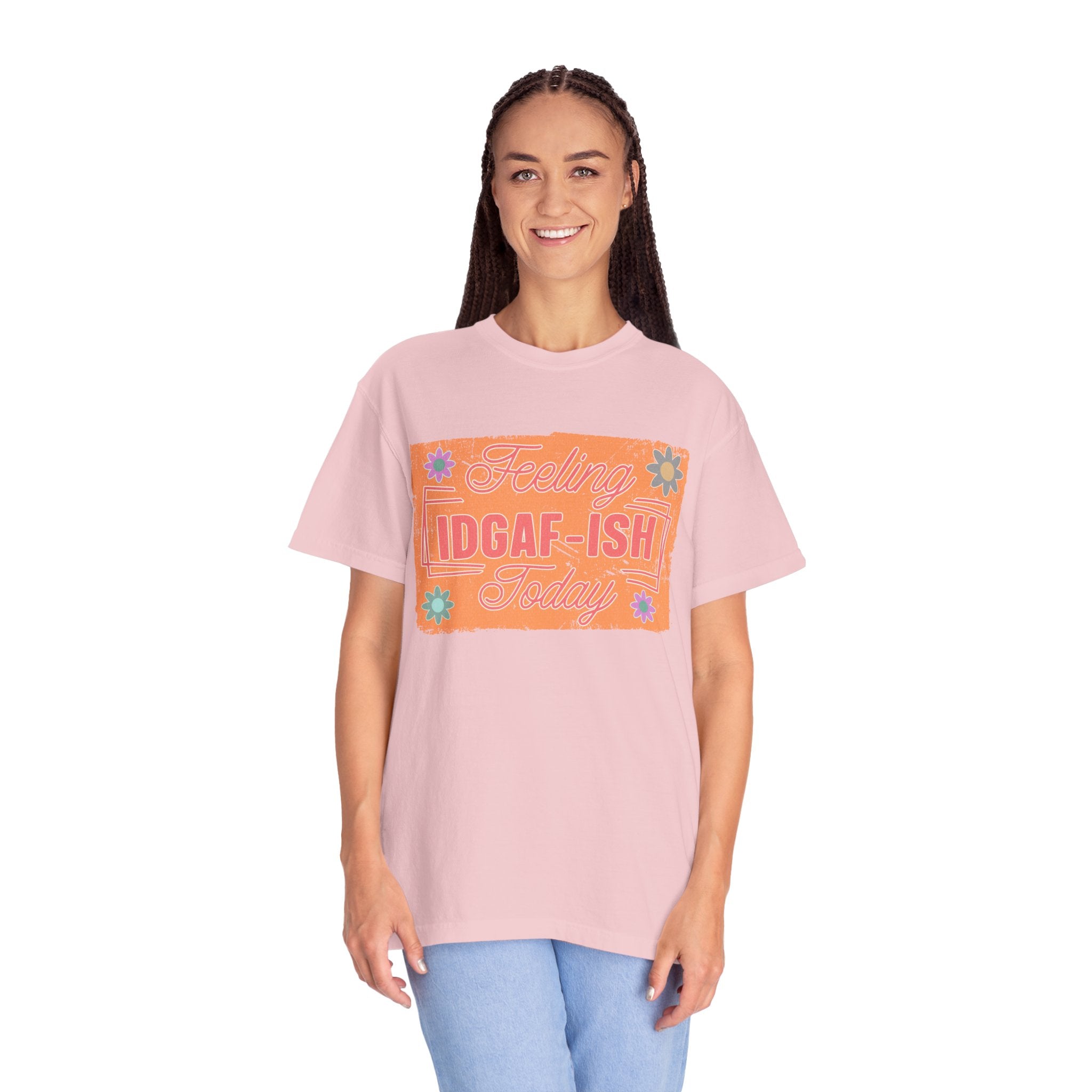 Textured IDGAF-ish Feeling T-Shirt — Retro Floral Graphic Tee
