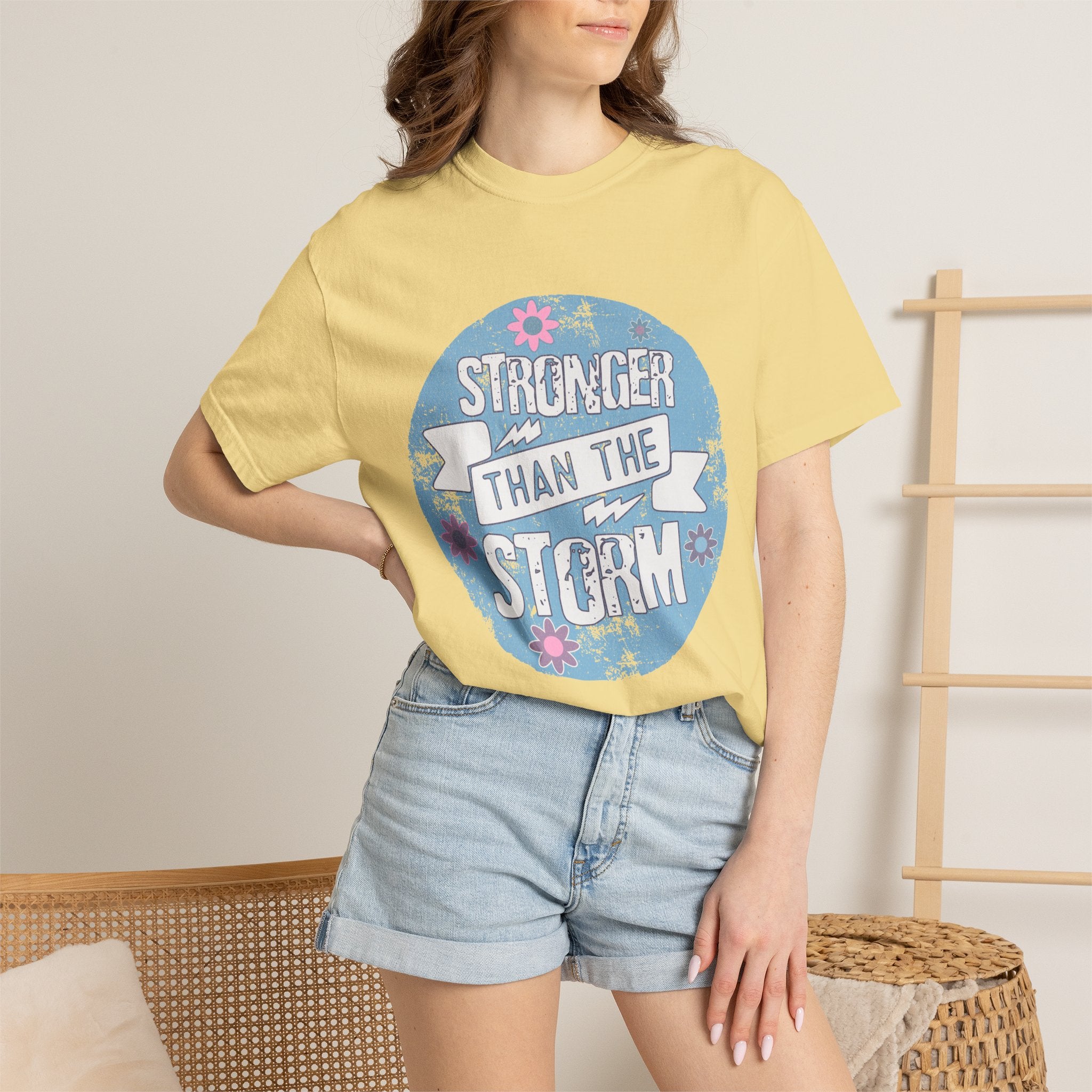 Textured  Stronger Than The Storm T-Shirt — Inspirational Resilience Graphic Tee