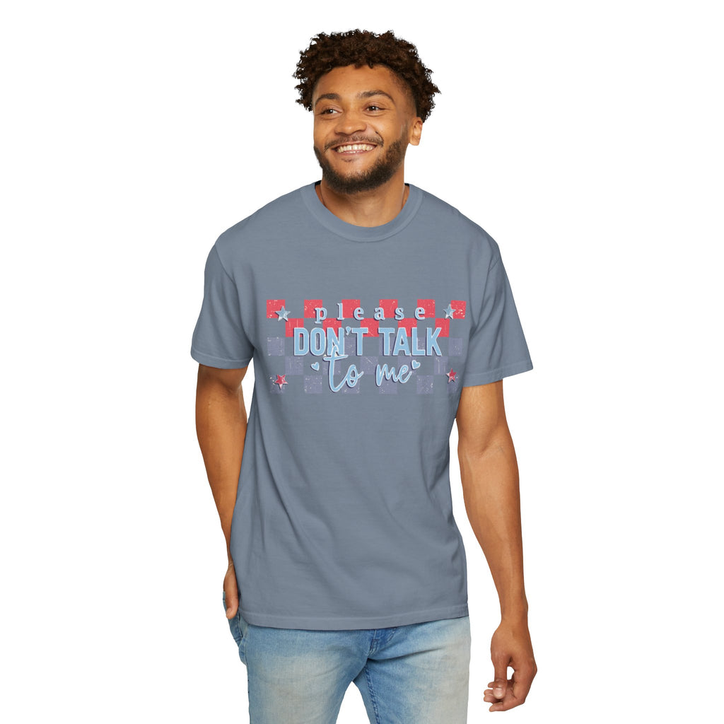 Textured Don’t Talk to Me Checkerboard T-Shirt — Retro USA Graphic Tee